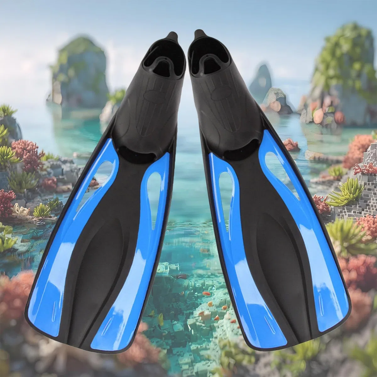 Pinne da nuoto regolabili da 53,3 cm, ideali per l'estate, la spiaggia, i viaggi | Lunghezza 53,3 cm, tacco aperto regolabile, leggero, essenziale per l'estate, per spiaggia/piscina/vacanze