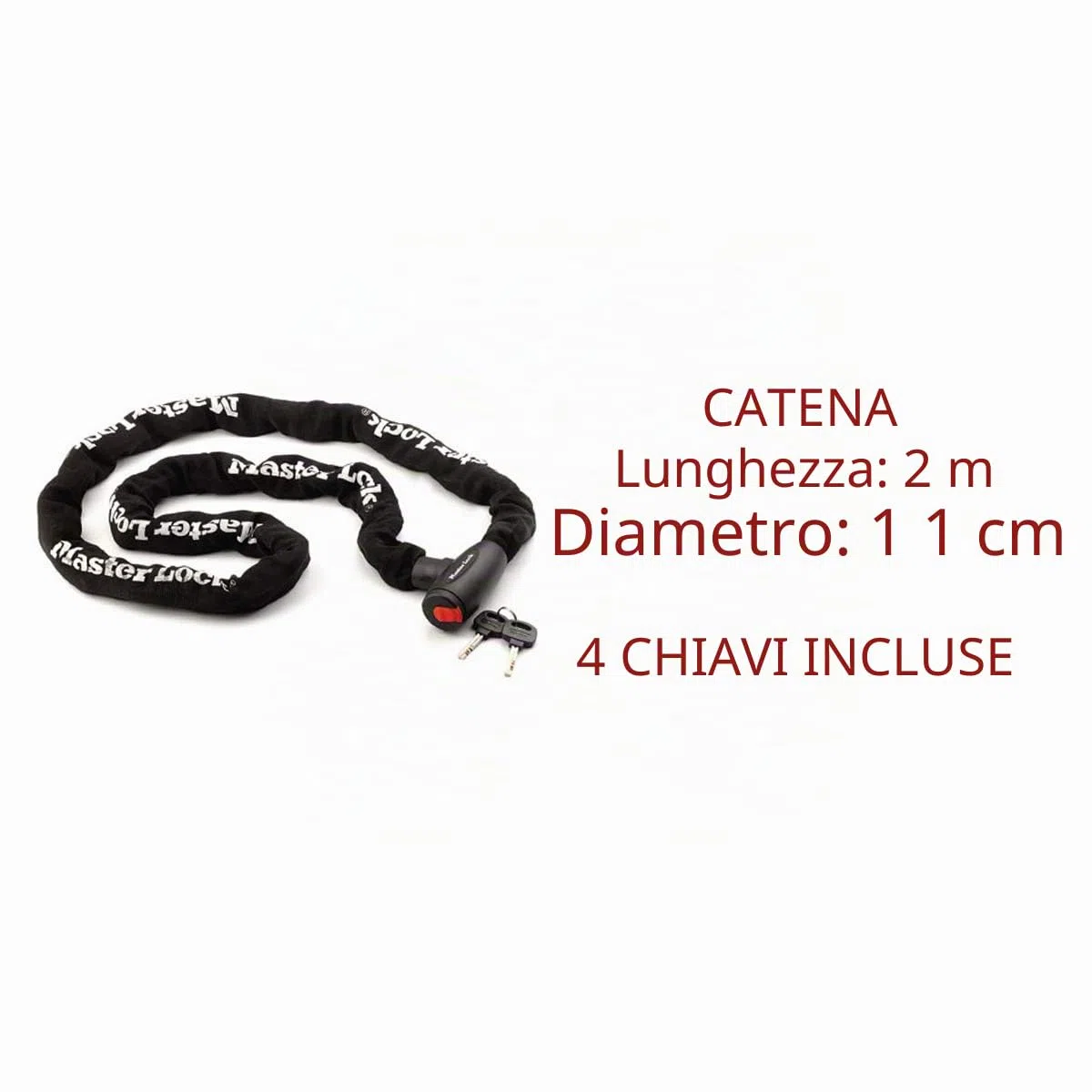 MASTER LOCK Lucchetto Bici [Chiave] [2m Catena] 8292EURDPS - Ideale per Proteggere Moto, Scooter