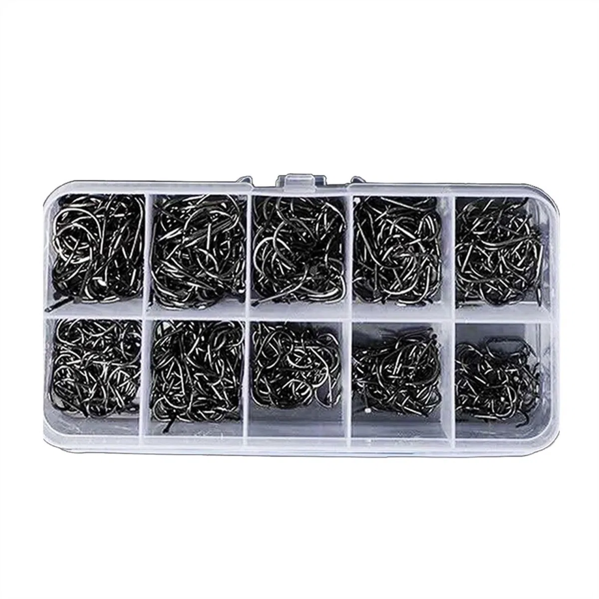 CLoxks Amo da Pesca Ami da Pesca in Acciaio ad Alto tenore di Carbonio 400 Pezzi/Lotto Set di ami da Pesca Offset a Distanza Larga for Acqua salata e Acqua Dolce con 10 Dimensioni Ami da Pesca