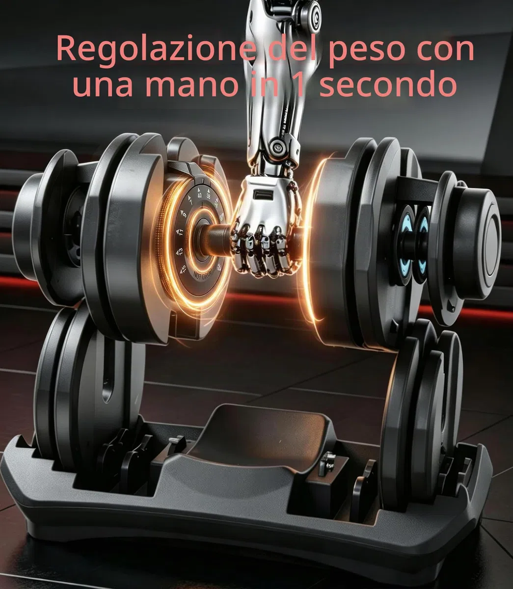 HAKENO Manubrio regolabile singolo, perfetto per bodybuilding, fitness, sollevamento pesi, allenamento casa, palestra, meccanismo di bloccaggio facile e sicuro