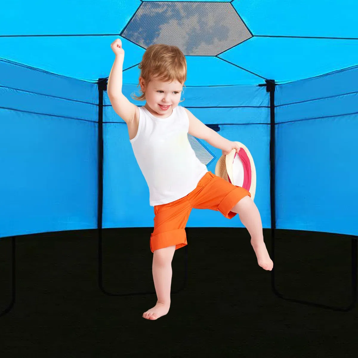 Telo parasole per trampolino, impermeabile, antivento, protezione per tutte le stagioni, per camper, campeggio, inverno, estate, giochi, giardino, esterno