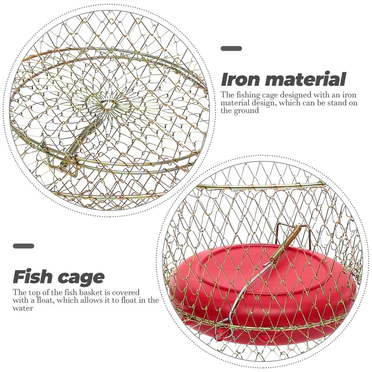 Gabbia da Pesca con Ciotola Galleggiante in Ferro Oro | 1 Pezzo, Struttura Resistente All'usura, Può Stare a Terra, Accessorio Pratico per Pesca