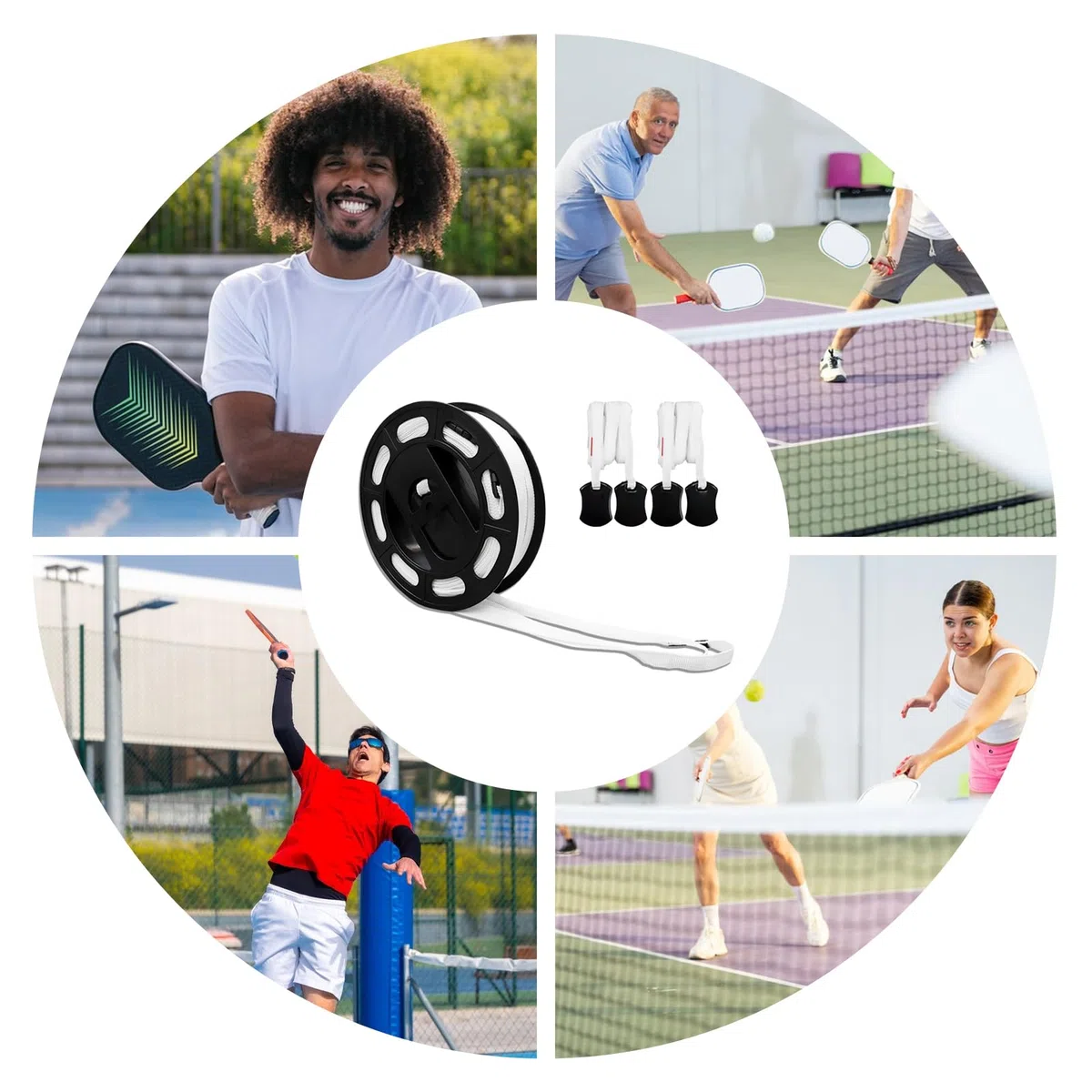 Linee Pickleball da Campo Chiare visibili stabili Portatili | Marcatori perimetrali Set linee di marcatura temporanee per pickleball all'aperto per ricreativo e pratica familiare