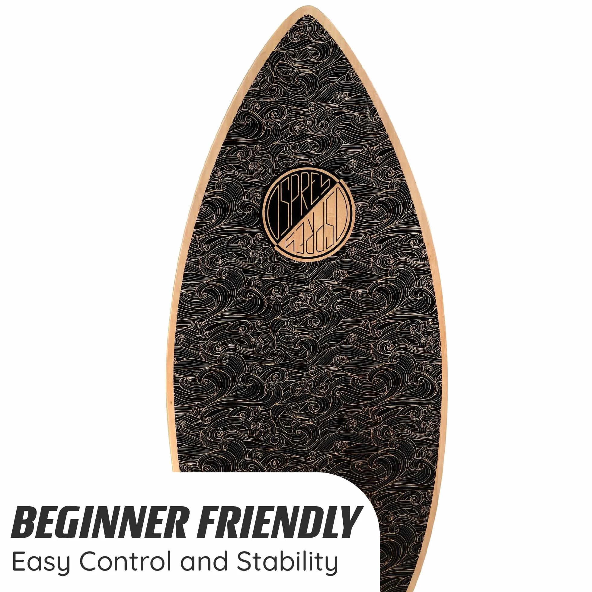 Osprey Skimboard da surf per bambini e adulti, 104 cm, per principianti, con struttura in legno a 7 strati, design multipli