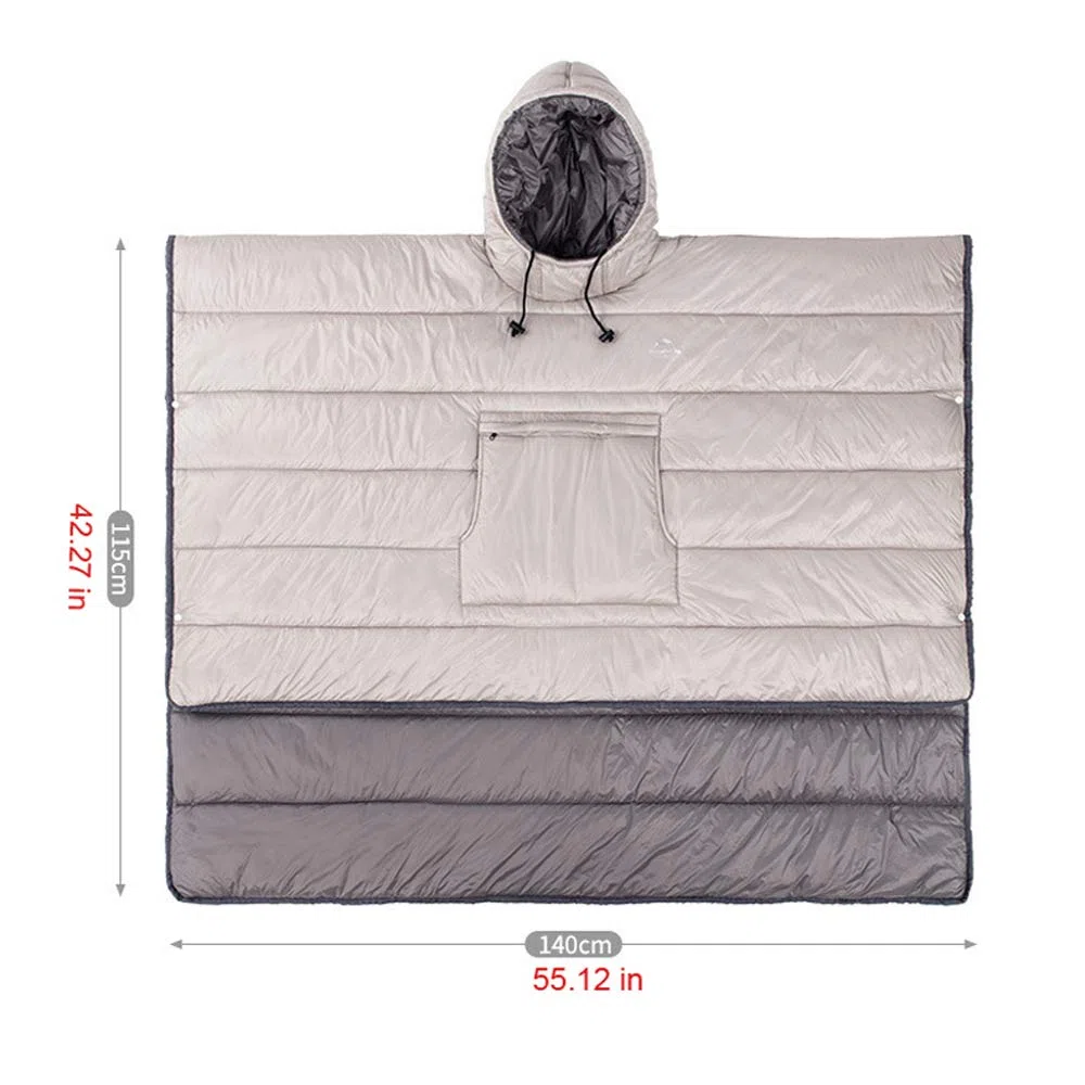 Sacco a pelo mantello invernale da campeggio poncho indossabile coperta con cappuccio pigro trapunta coperta da salotto giacca calda per uomo donna