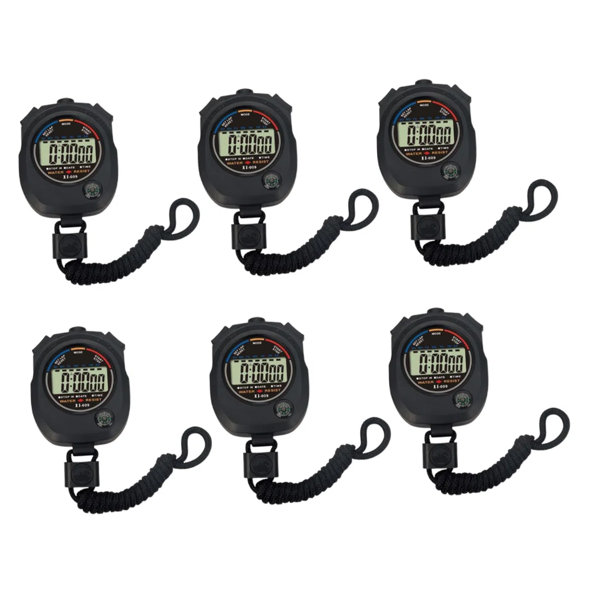 Cronometro Digitale Elettronico Zsd-009 6 Pezzi in Abs Nero | Portatile, Leggero e Pratico, per Partita e Allenamento, Set da 6 Pezzi