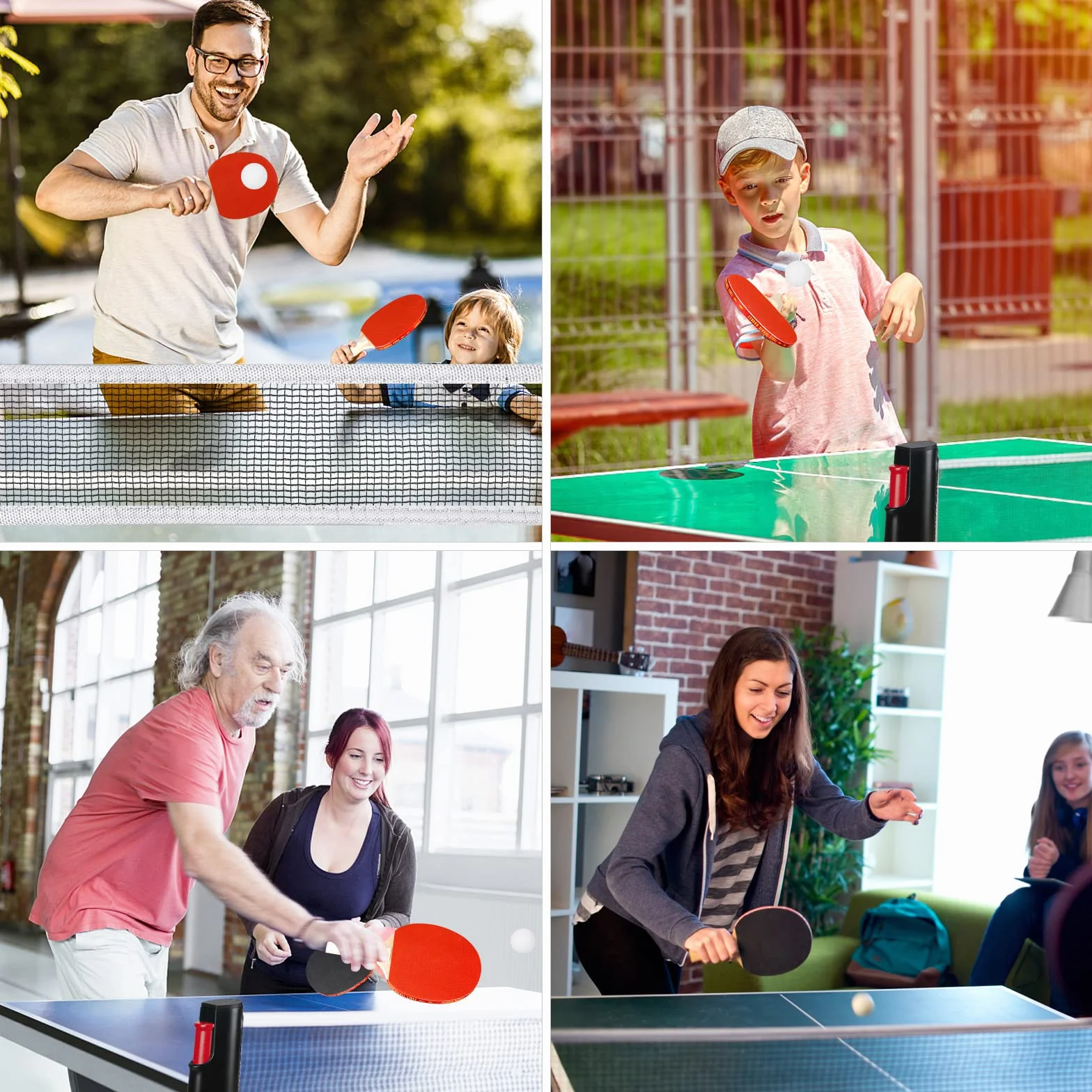 Set da Ping Pong Portatile Con Rete Regolabile, 2 Racchette, 3 Palline, Borsa a Rete Con Coulisse - Per Tavolo Ping Pong