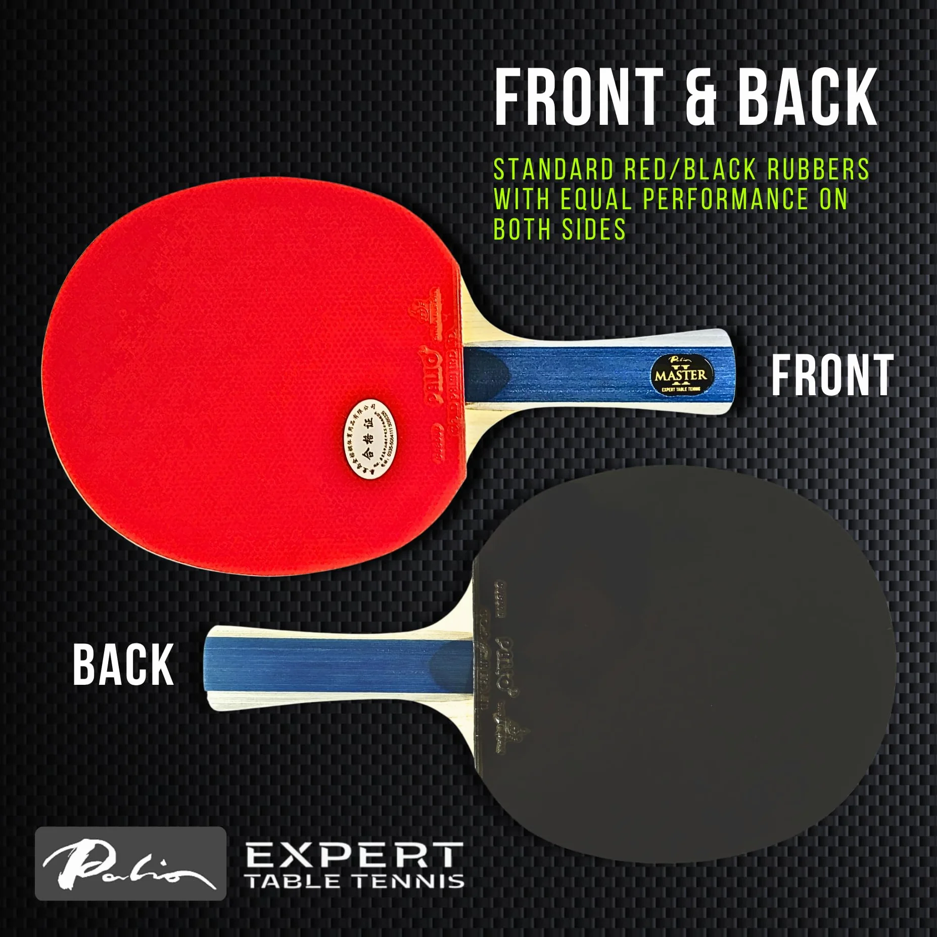 Palio Master 2.0 - Racchetta da ping pong intermedia con custodia, approvata ITTF, rotazione completa, velocità e controllo