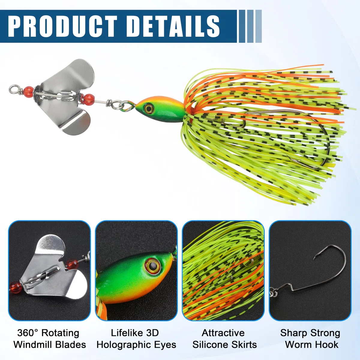 Esche da Pesca Spinnerbait Buzzbait Spinners Kit Jig Pesce Esca Topwater Swimbait Multicolore per la Pesca al Luccio e Alla Trota