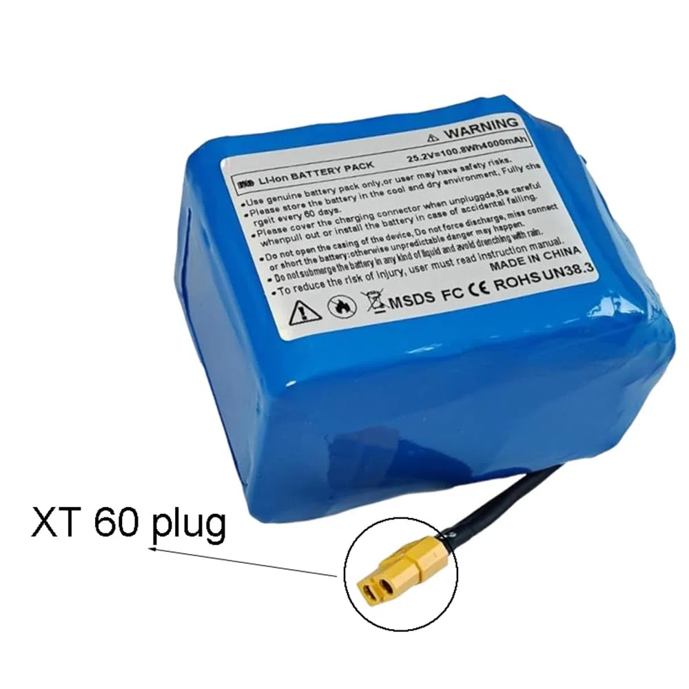 Batteria di Ricambio per Hoverboard da 25,2 V 29,4 V 4000 mAh con Spina XT60 Batteria al Litio da 24 V 4 Ah per la Maggior Parte degli Scooter autobilancianti a 2 Ruote