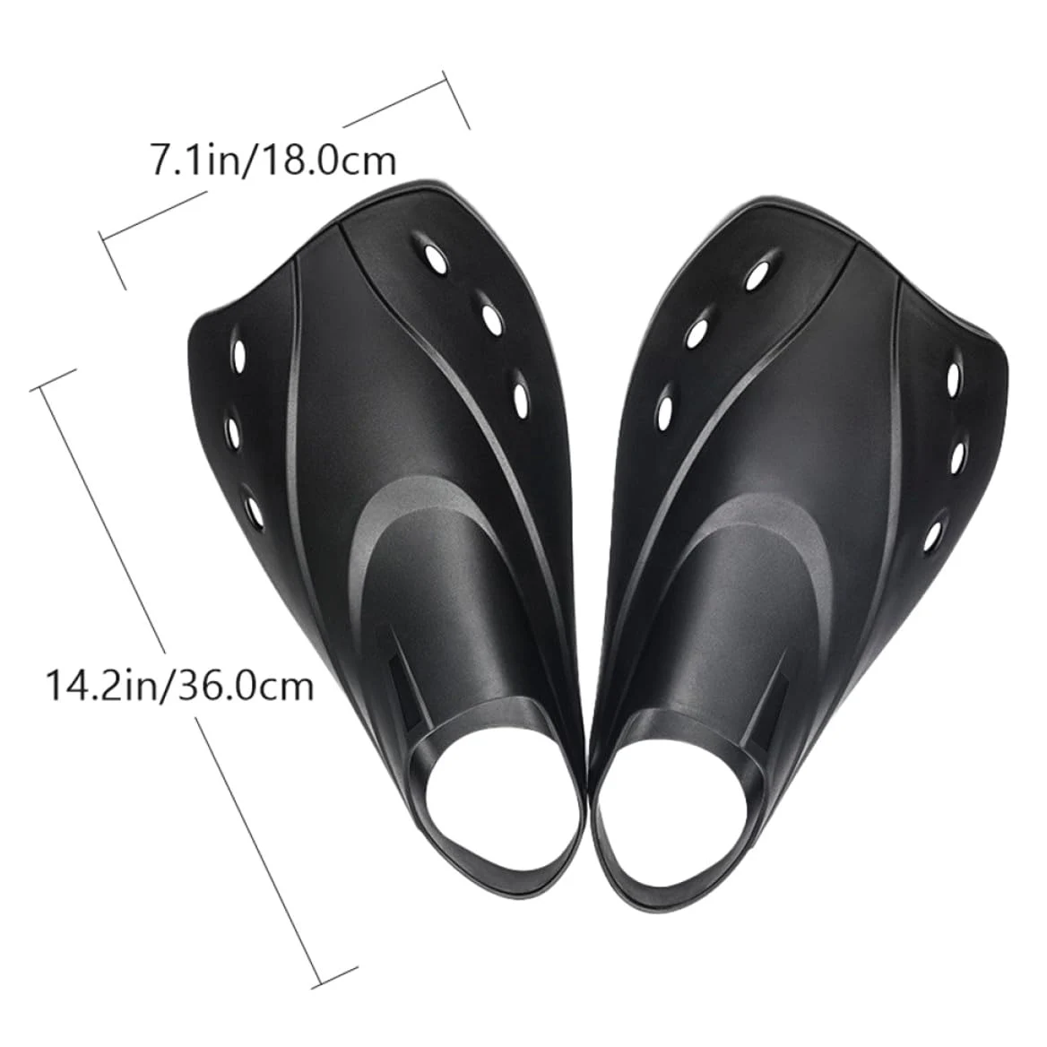 Pinne Corte per Snorkeling e Allenamento Nuoto Unisex Regolabili in Nero Leggere e Facili da Trasportare per Piscina e Viaggio