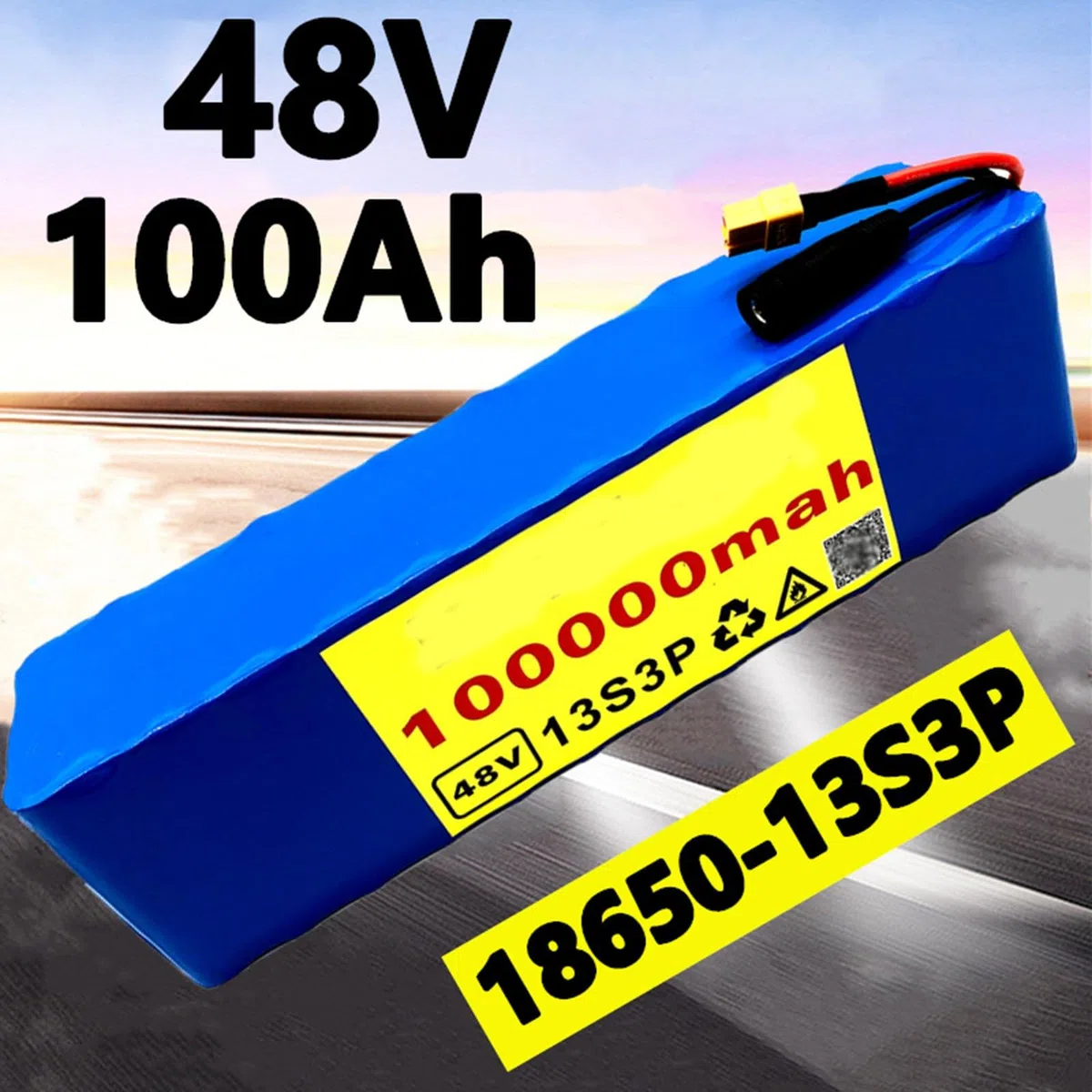 Batteria Ricaricabile agli ioni di Litio 13S3P, Batteria al Litio da 48 V 100 Ah per Bicicletta elettrica, Scooter Elettrico con Batteria Ebike da 48 Volt XT60 Plug