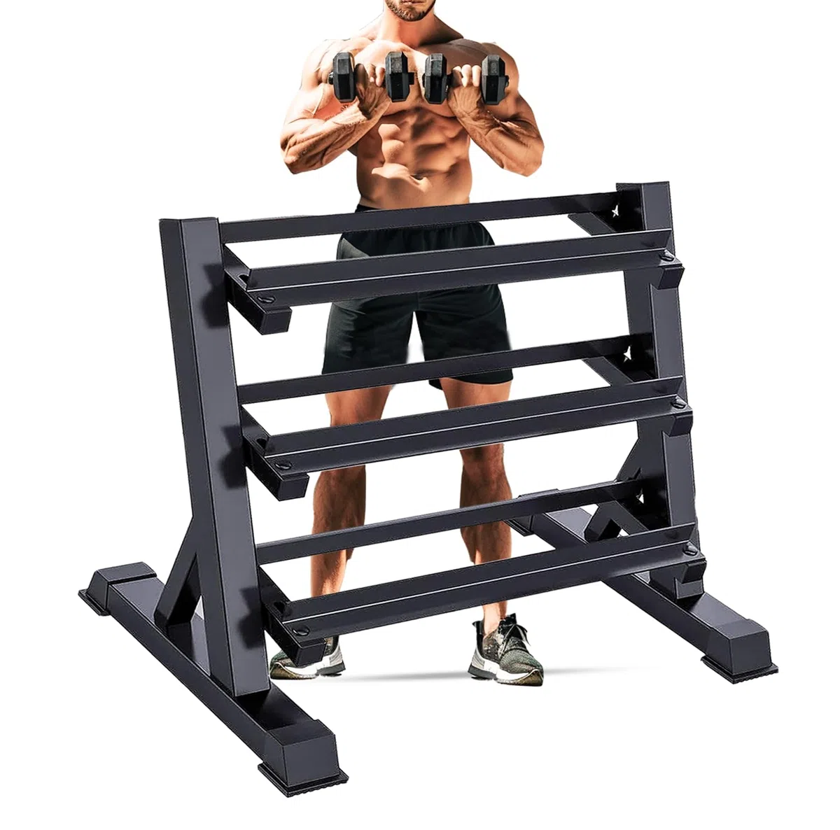 Zlinke Dumbell Rack Multilevel Weight Storage Organizer per Home Gym, peso rack per manubri, kettlebell, 1100LBS