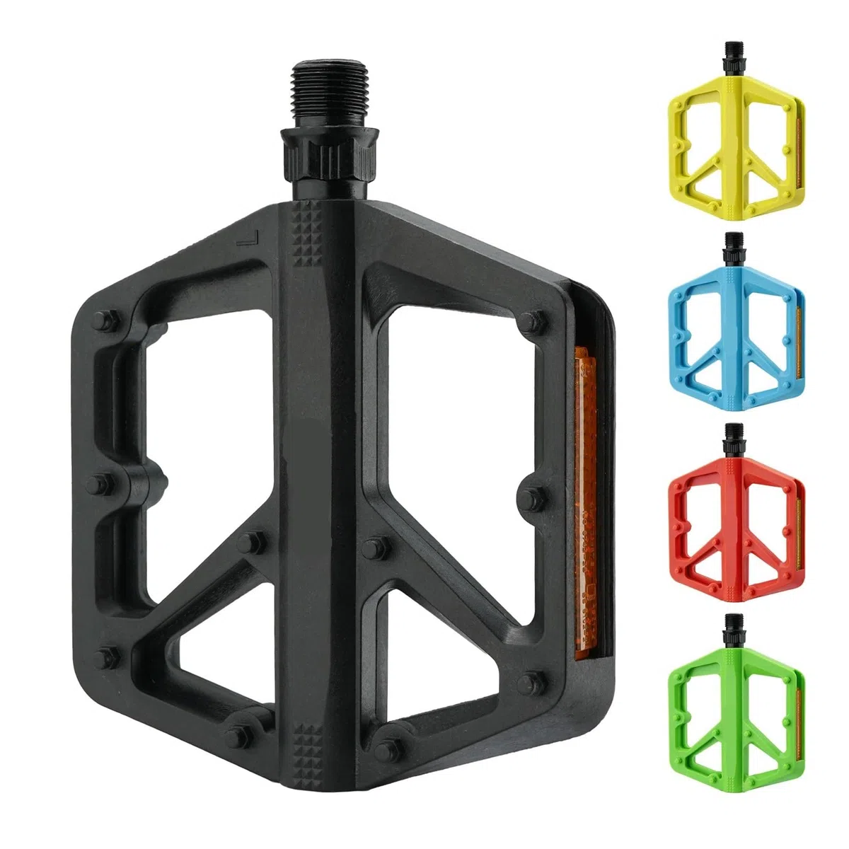 Pedali for bicicletta con piattaforma piatta doppio cuscinetto DU | Dotato di riflettore, parti di ricambio universali for ciclismo