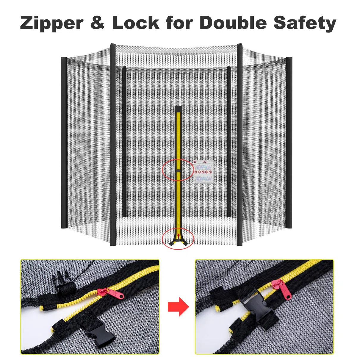 Cliselda Rete di Sicurezza per Trampolino con Ø 244cm 305cm 366cm 427cm - Rete di Ricambio per Trampolino,Resistente ai Raggi UV