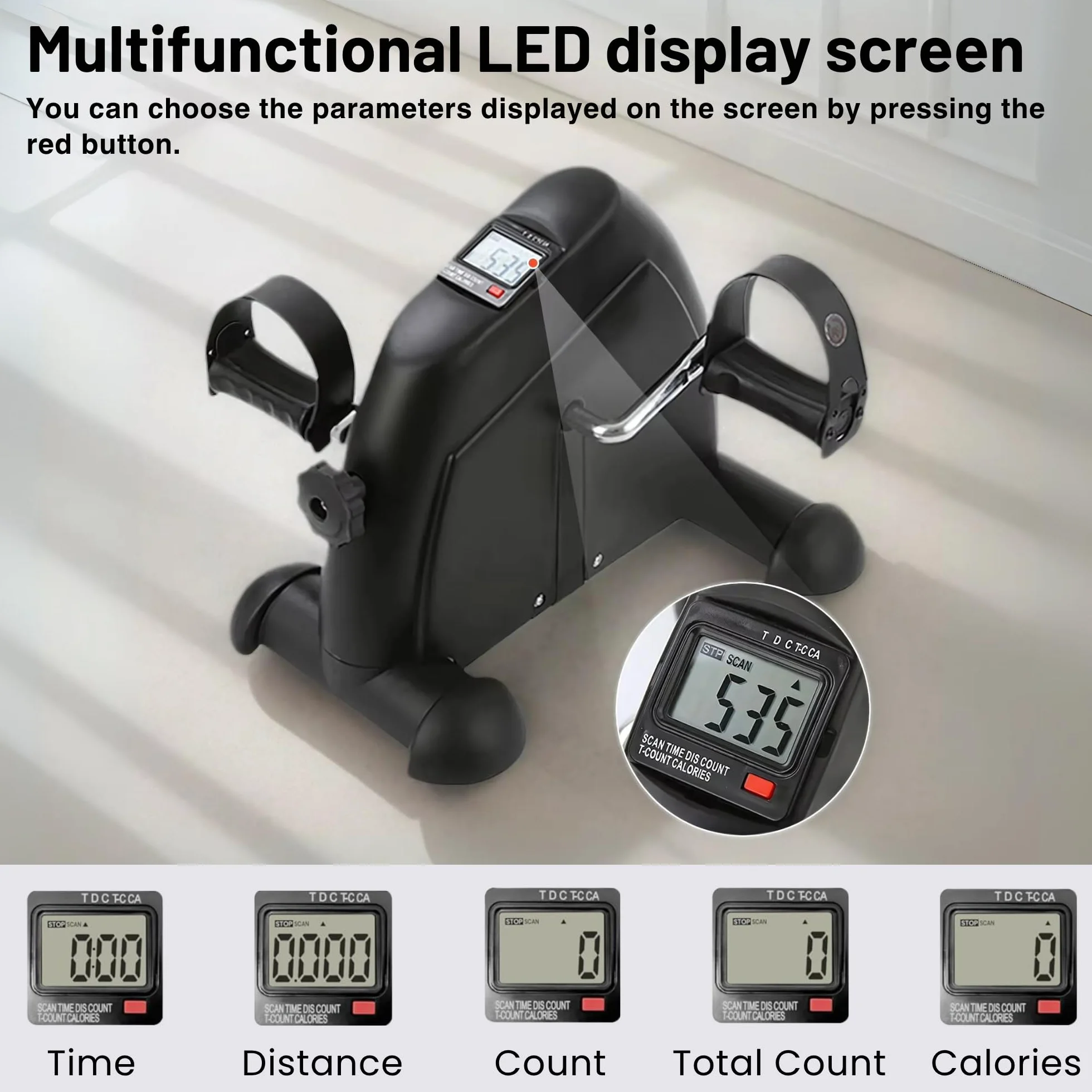 Ellittica Pedaliera, Mini Ellittica Elettrica, Pedaliera Riabilitazione, Pedaliera Cyclette Fitness, Ellittica per Anziani e Adulti con Display, Resistenza Regolabile. Esercizio a Casa, in Ufficio