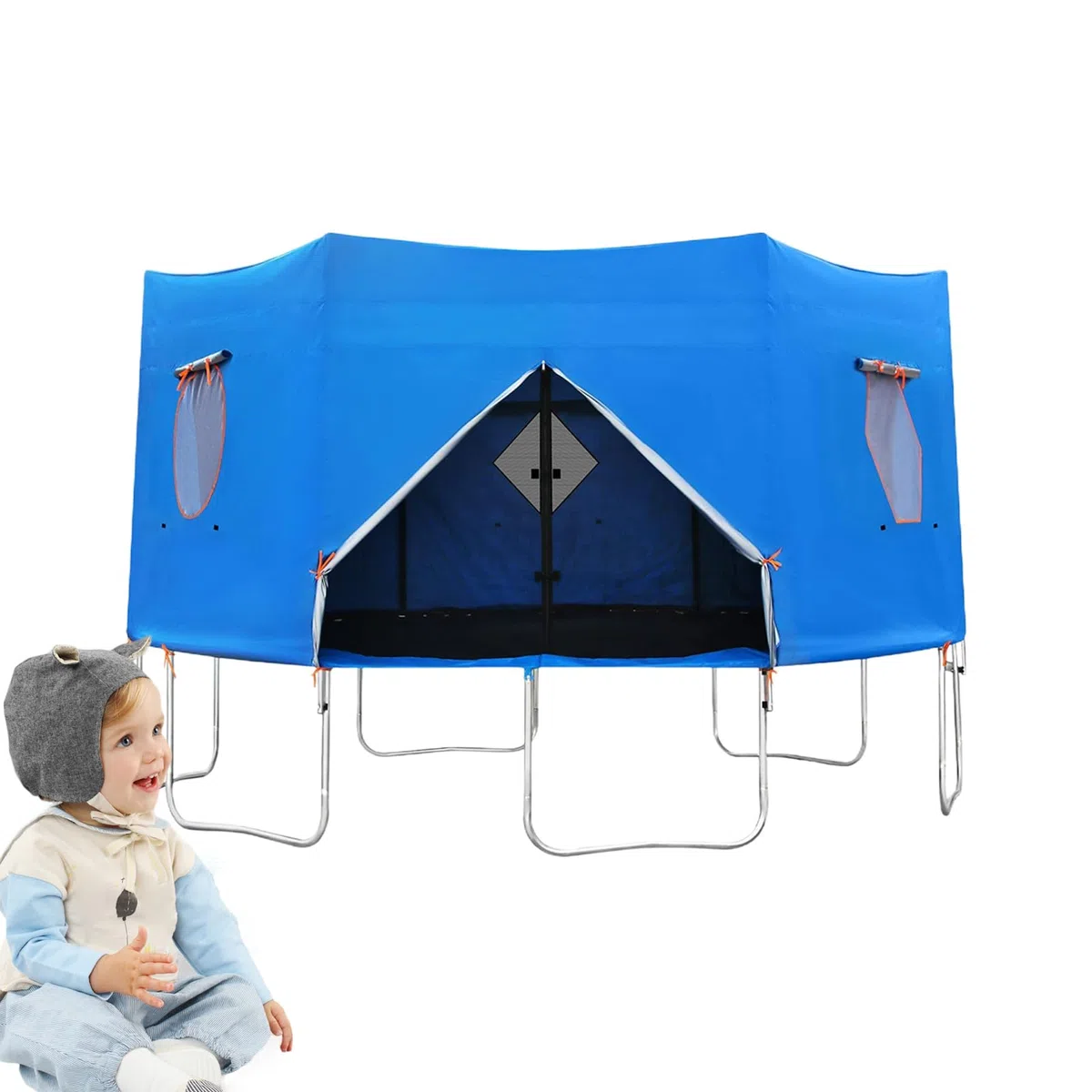 Telo parasole per trampolino, impermeabile, antivento, protezione per tutte le stagioni, per camper, campeggio, inverno, estate, giochi, giardino, esterno