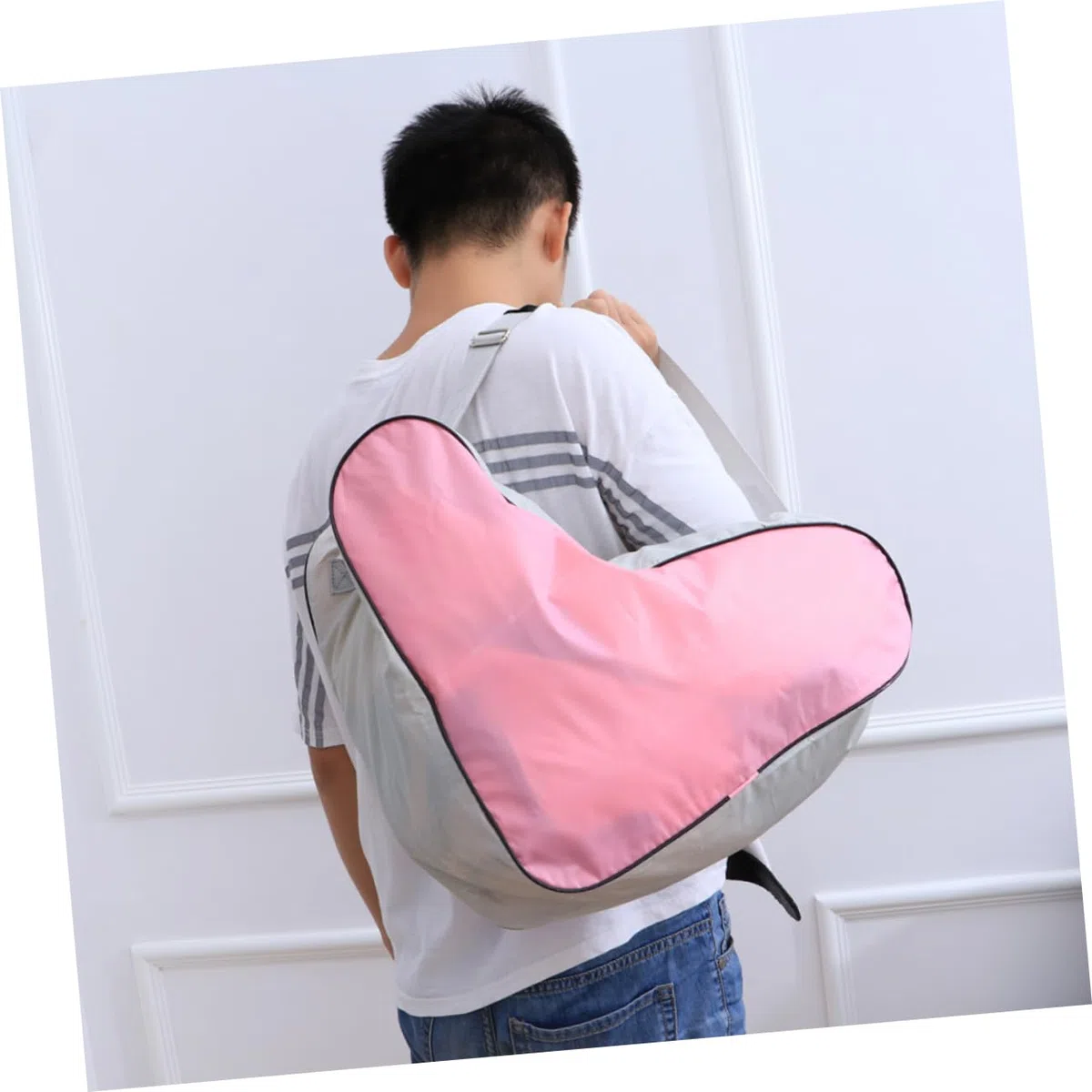 Borsa Portaoggetti Triangolare per Roller Skates e Ice Skates 2 Pezzi | Tessuto Oxford Rosa, Design Portatile Riutilizzabile, Facile da Pulire