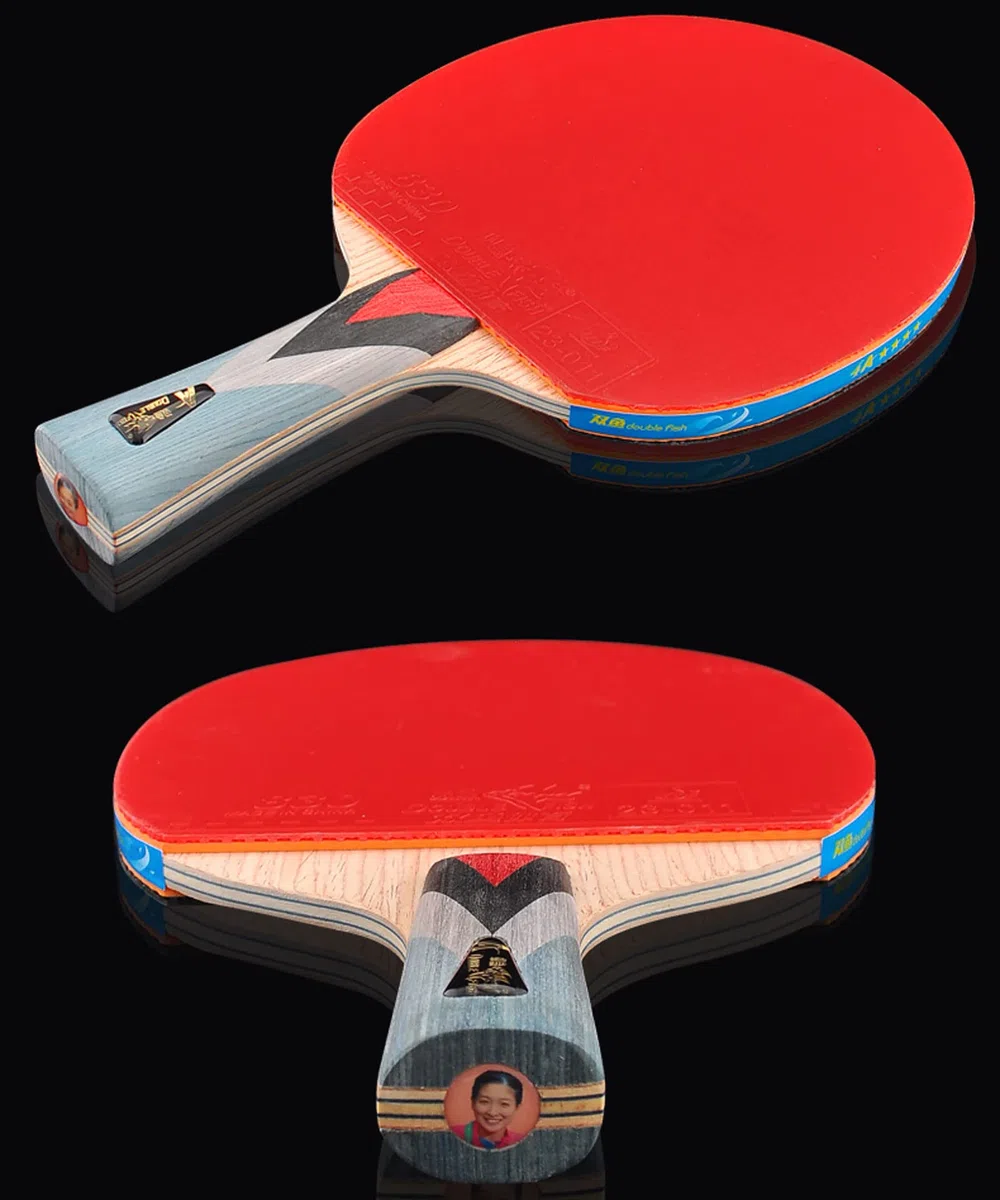 Racchetta da ping pong 4 stelle, 7 strati di legno puro, set(Penhold Grip)