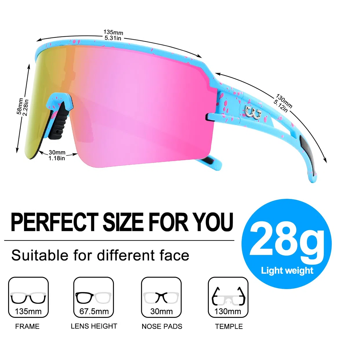 AVV Occhiali da ciclismo polarizzati, occhiali da sole sportivi, protezione UV400, pesca, guida, corsa, occhiali da sole da baseball per uomini e donne