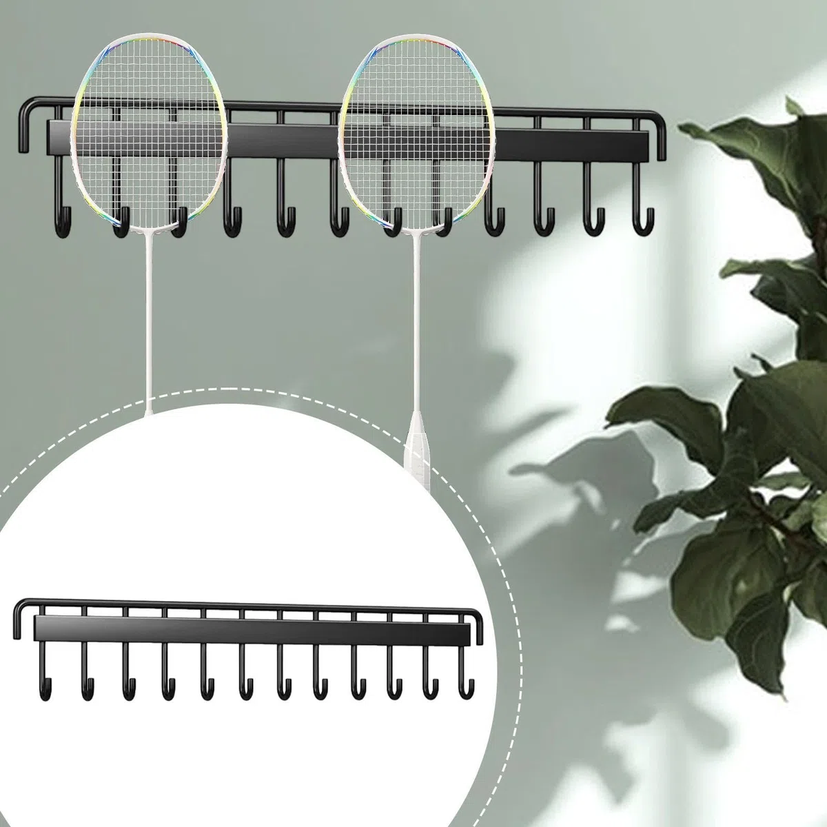 Supporto da Parete per Racchette da Badminton, Gancio per Appendere, Robusto Porta Racchette da Tennis per Allenamenti in Club, Scuola, G