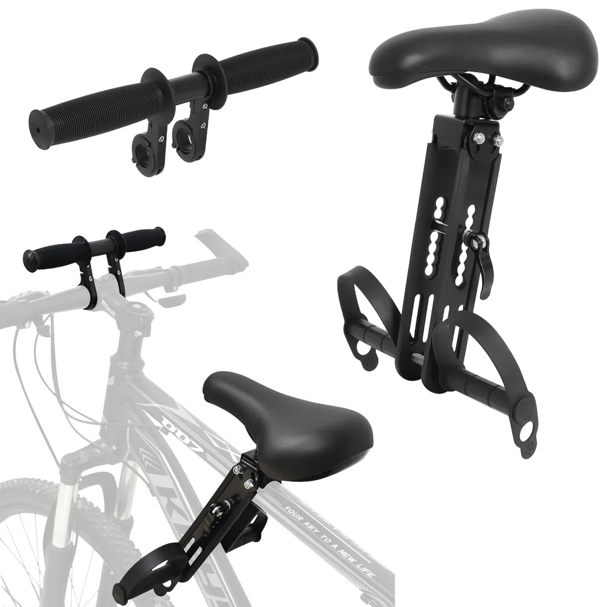 Gekufa Seggiolino per Bici per Bambini con Manubrio, Montato sul Davanti, per Tutte Le Mountain Bike, seggiolini Staccabili per Bambini da 2 a 5 Anni (Fino a 21,8 kg)