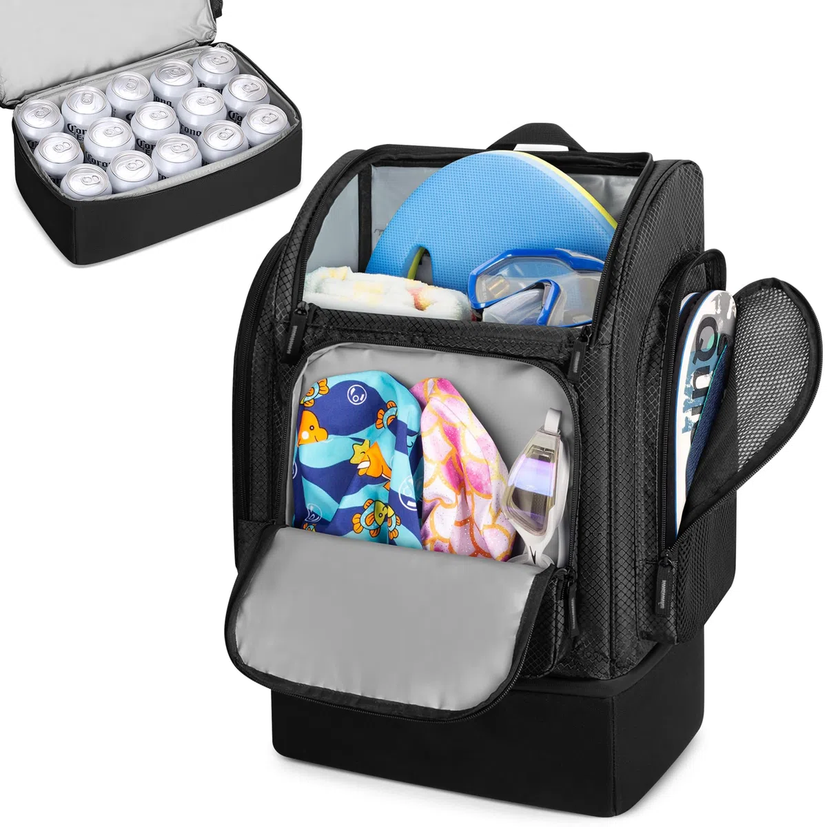 Fasrom Zaino Rete Spiaggia con Scomparto Frigo Isolato, separazione bagnato asciutto Zaino Termico Spiaggia, capiente borsa a tracolla per nuoto, piscina, picnic o sport