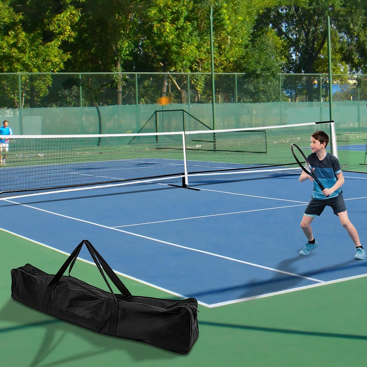 Set da badminton Net | Pallavolo Net Outdoor | Rete ideale per sport ricreativi per tennis | Rete per esercizi da tennis rimovibile da 9,5 kg vialetto con borsa per il trasporto 22 piedi per/badminton
