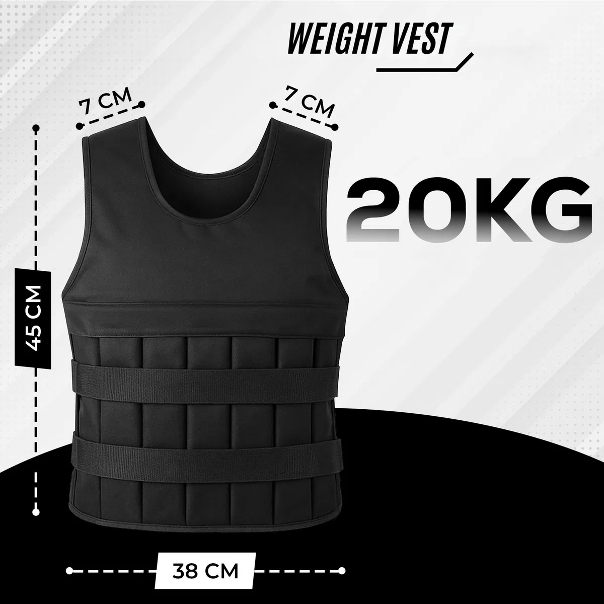 Giubbotto Zavorrato 20kg per Uomo e Donna, Gilet con Pesi Regolabili per Palestra, Calisthenics e Crossfit, Giubbotto Zavorrato per Corsa, Design Ergonomico e Traspirante (Nero)