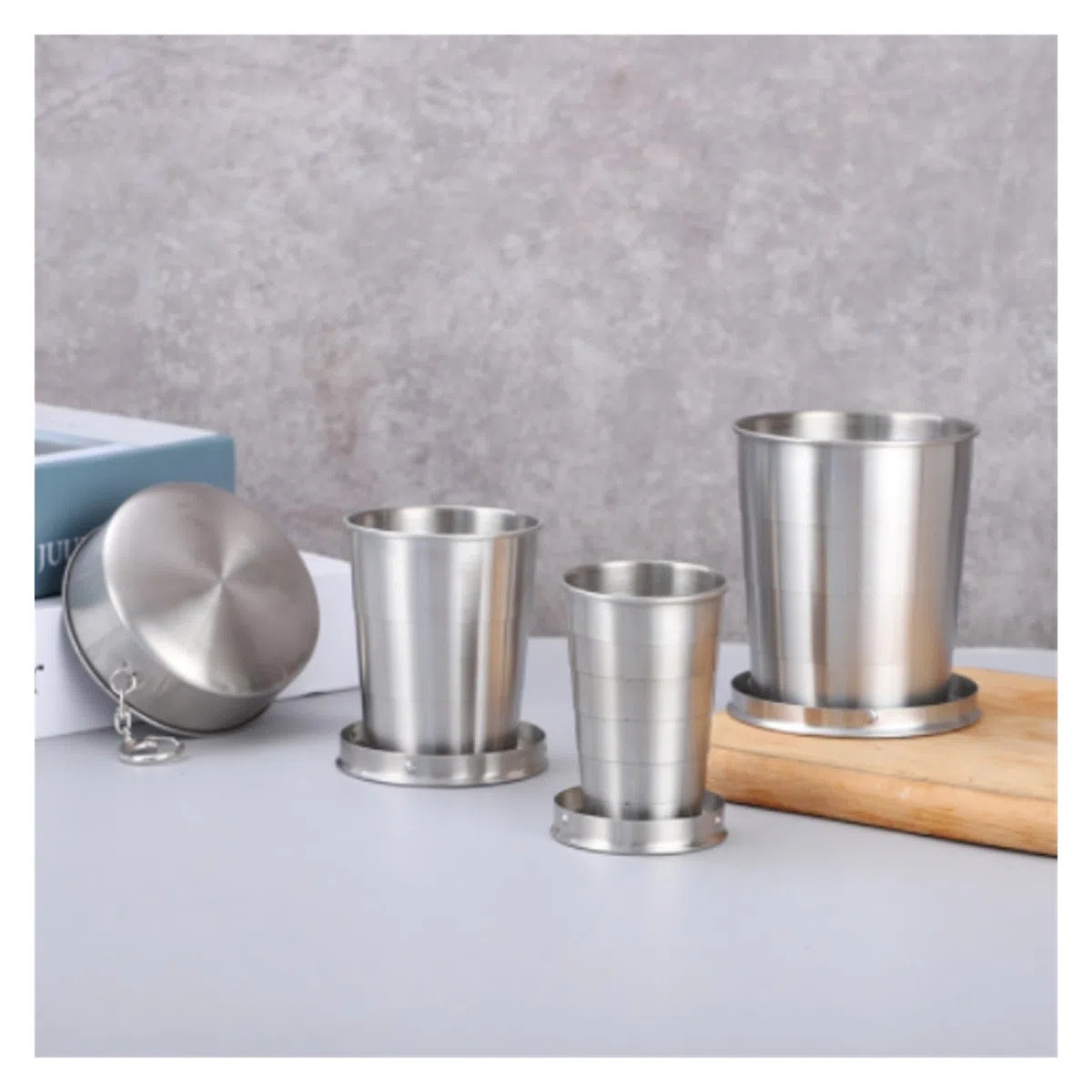 Bicchiere Acciaio Inox Pieghevole Tazza pieghevole in acciaio inossidabile | Tazza da caffè pieghevole portatile da viaggio all'aperto