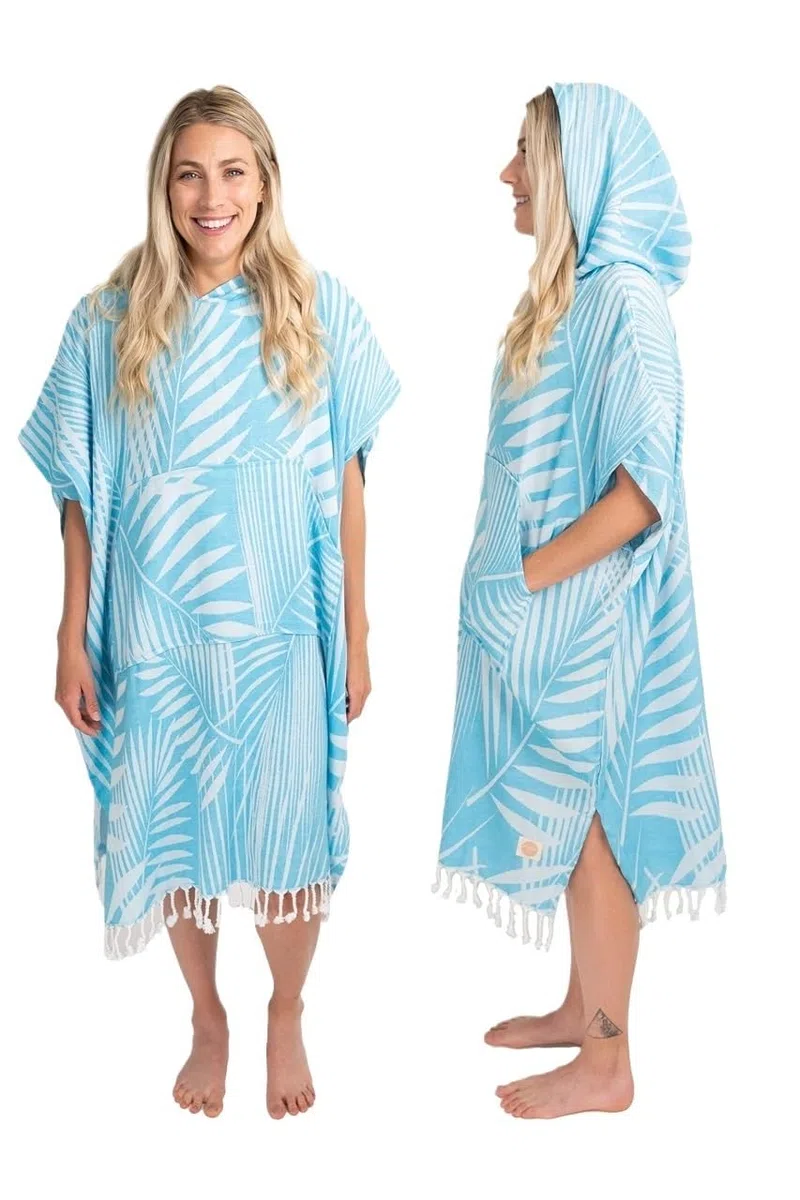 Serviette Poncho,Poncho Surf Poncho da Surf – Asciugamano Grande for Il Cambio (33 X 37) – Asciugamano con Cappuccio in Cotone for Adulti for Surf, Spiaggia, Piscina(Blue)
