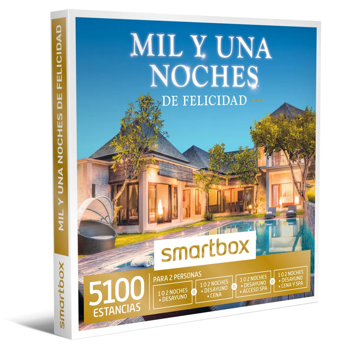 Smartbox - Confezione Regalo Mille e Una Notte di Felicità - Idea Regalo per Coppie - 1 Notte con Colazione e Cena o Spa per 2 Persone
