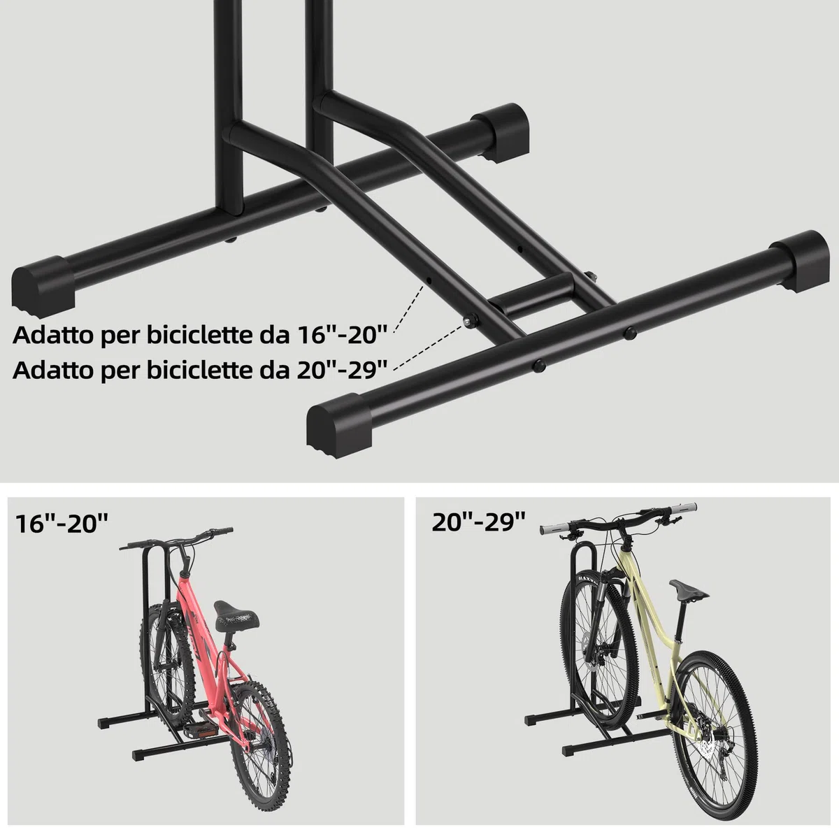 Urban Deco Portabici da Terra, Portabici Rimovibile Porta Bici da Terra, cavalletto Bici rastrelliera Biciclette per Mountain Bike Bici da Corsa MTB, Nero