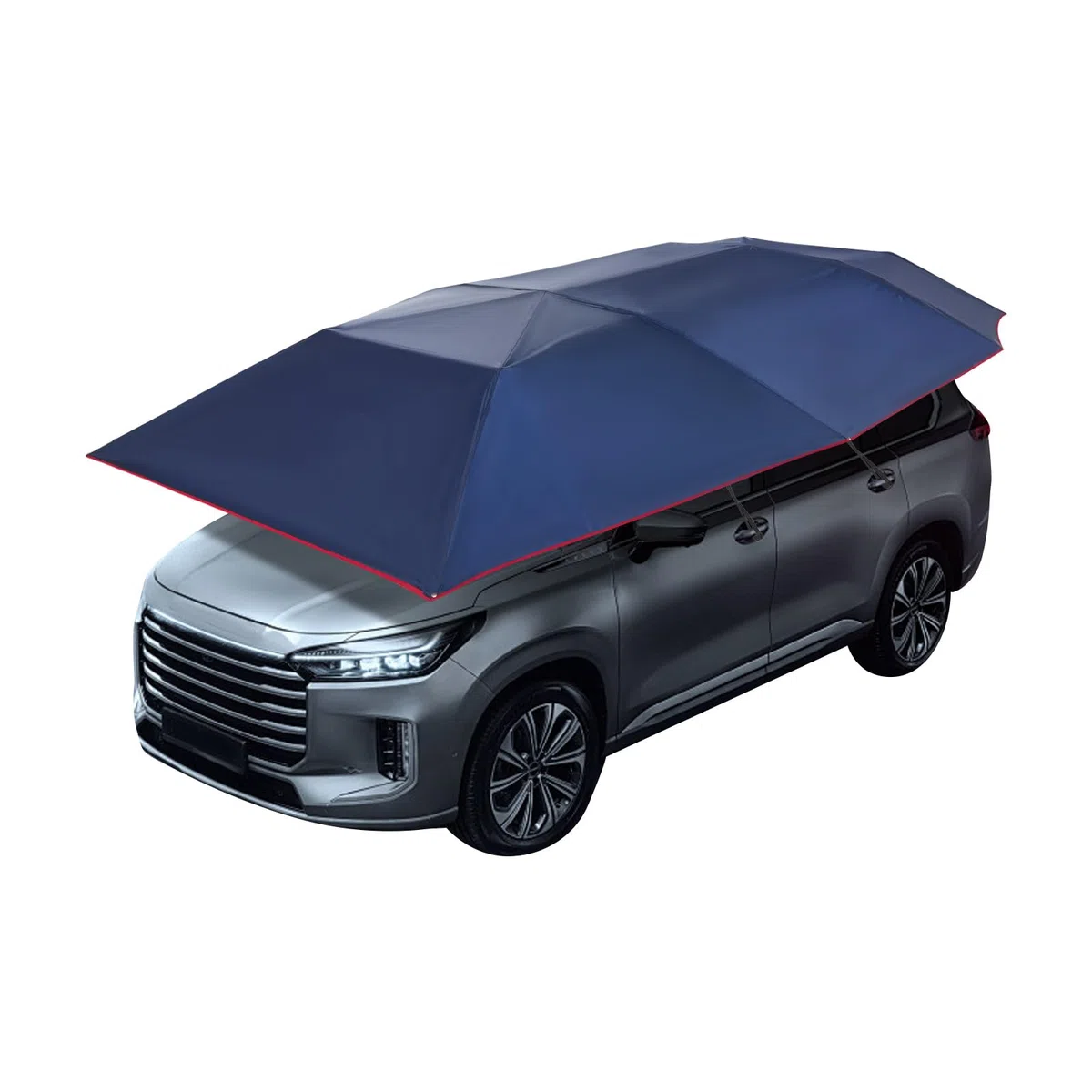 Tenda semiautomatica per auto, 4,2 x 2,2 m, pratica copertura per ombrellone per auto con fibra di vetro e rivestimento argentato, portatile, antivento, protezione solare, per parcheggio all'aperto