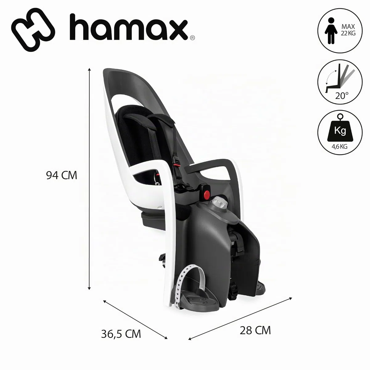 HAMAX Caress Seggiolino per bicicletta bambino posteriore nero montaggio portapacchi