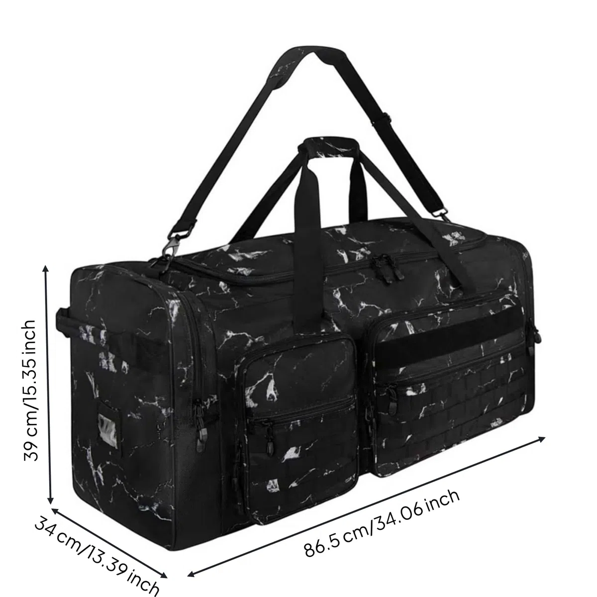 Borsone con Tracolla Regolabile Impermeabile Borsone con Tasche Laterali Multitasche Borsa da Baseball per Allenatori, Viaggio, Allenamento, Partite, Array, Stampa Marmo