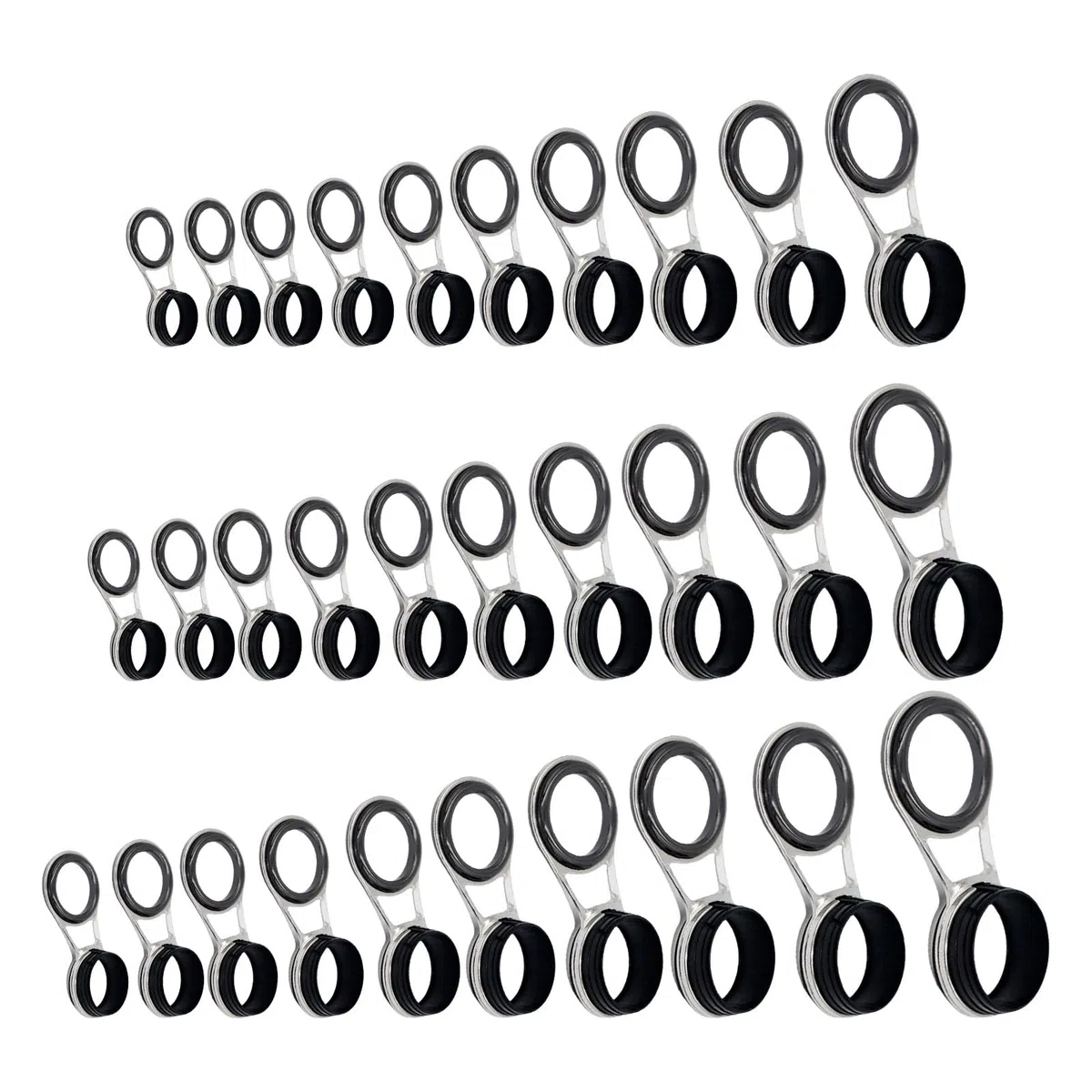 30/20/10pcs Anelli in Ceramica Canna Da Pesca Guide Linea Attrezzatura Outdoor Attrezzatura con Pali Filo Guida In Acciaio Inox Ad Alta Resistenza Guida Pesca Aggiornamento Set Guide In Acciaio Inox