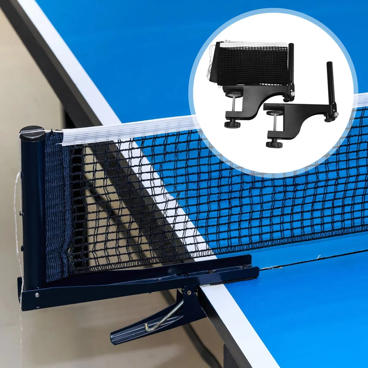 Set di reti da ping pong professionali retrattili con morsetti regolabili, attrezzatura per tornei per giochi indoor, 2 set