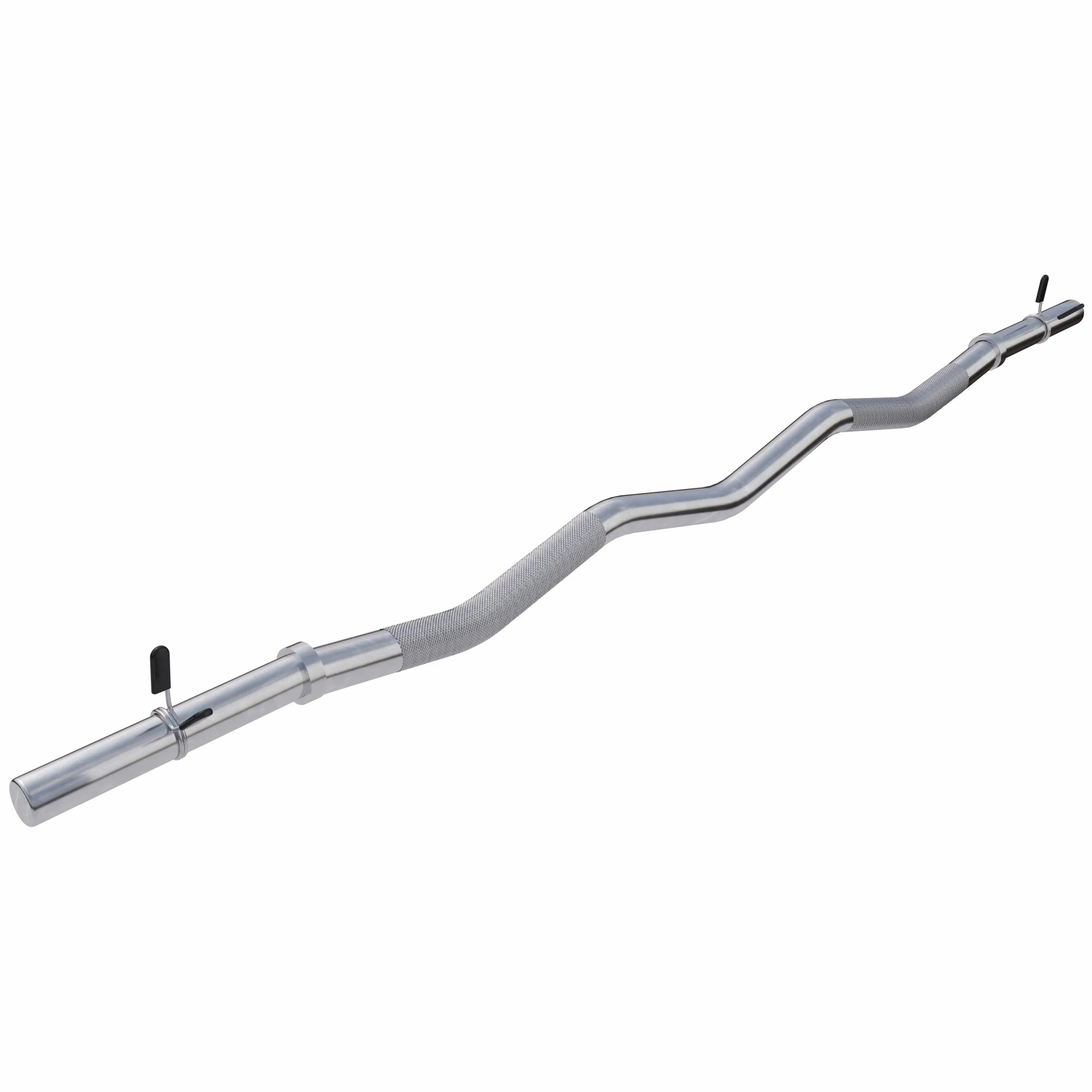 GORILLA SPORTS® Bilanciere Curvo EZ – 120cm, Ø30mm, Acciaio Cromato, Collari a Molla, Antiscivolo, Max 180kg – Barra Curl per Bicipiti, Tricipiti, Allenamento, Sollevamento Pesi, Palestra, Fitness