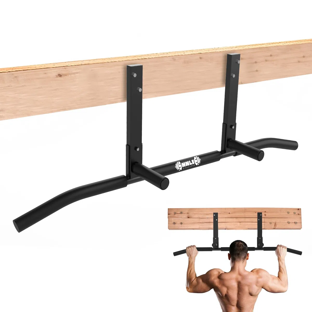 Barra per trazioni, montaggio a soffitto, per palestra domestica, travi, facile installazione, barra larga 106,7 cm