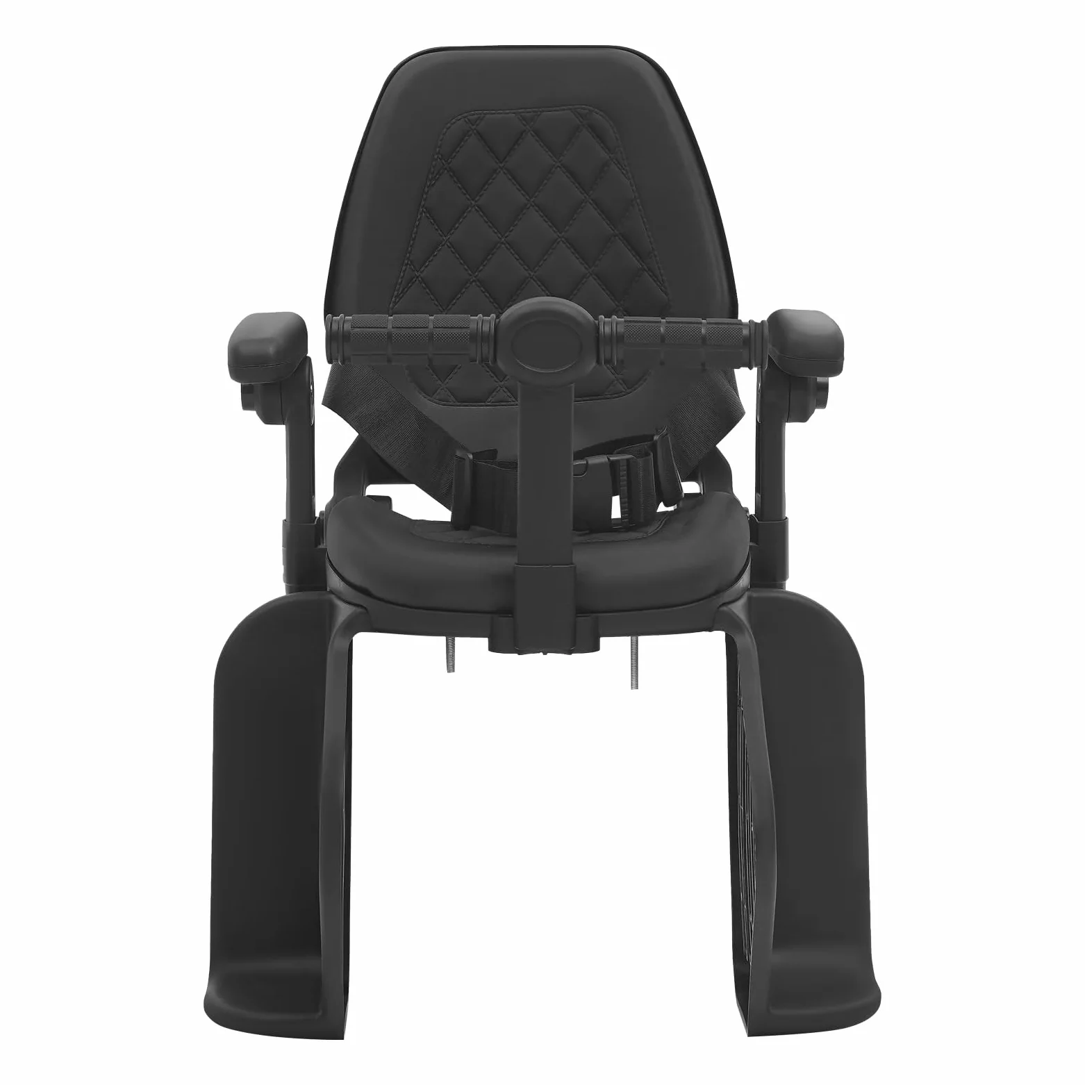 Seggiolino per bicicletta, montaggio posteriore, 50 kg, con cinture di sicurezza, poggiapiedi e braccioli rimovibili, per bici da città e altre biciclette con sedile posteriore, nero.