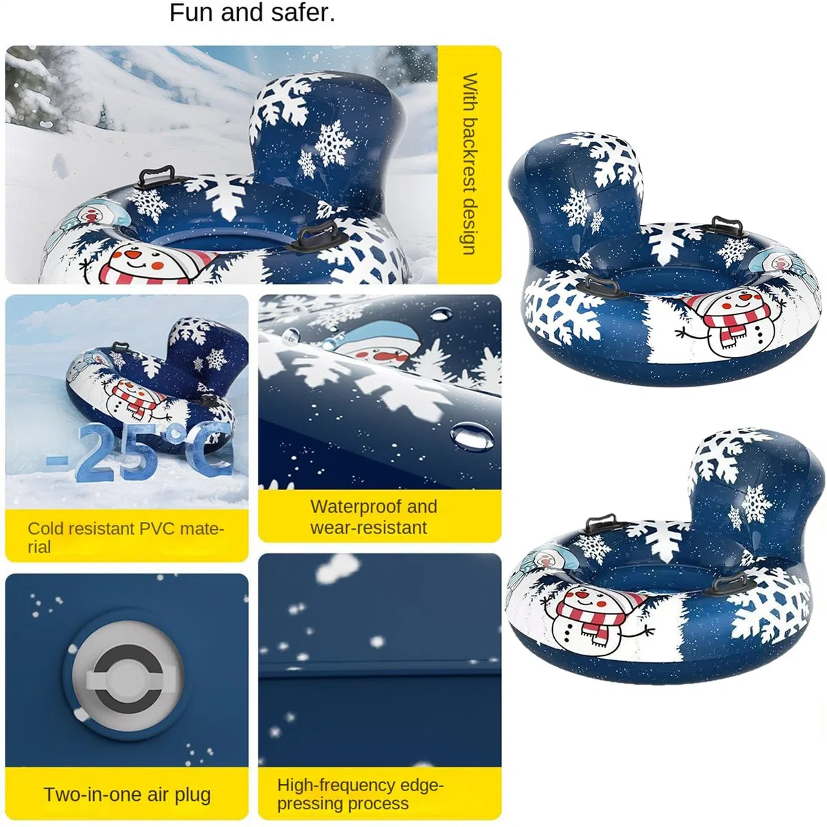 Tubo Da Neve Ad Alta Resistenza Tubo Da Neve Gonfiabile Con Maniglia | Anello Per Lo Slittino Invernale Per Uso Esterno Su , Percorso Pedonale, Piscina, Riunione, Festa, Spiaggia E Sport