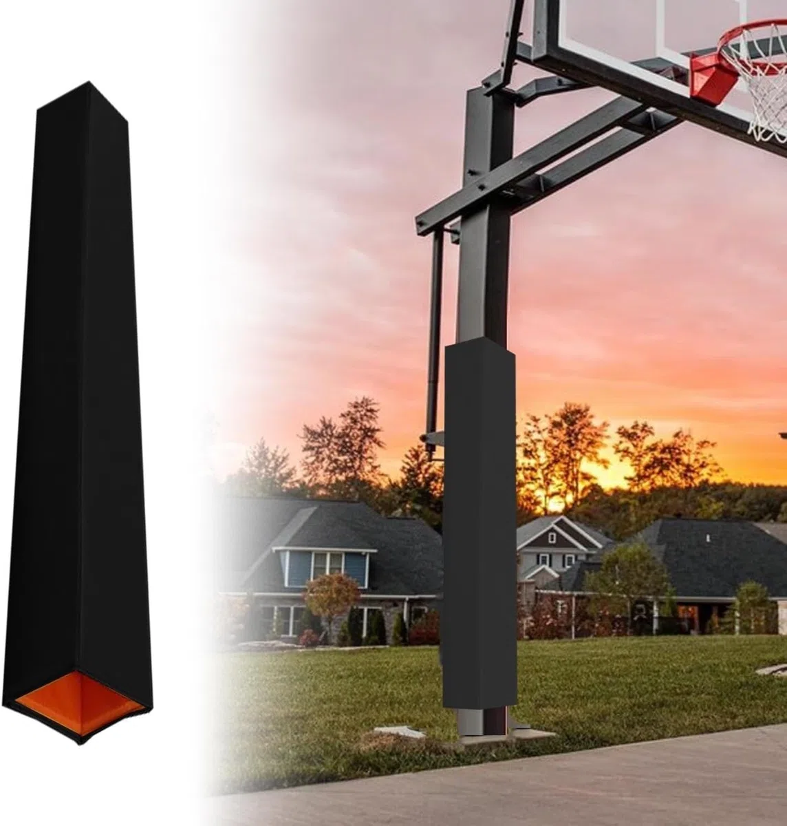 Cuscino per Palo di Basket Protezione 48 Pollici di Altezza Pad di Protezione Post di Pallacanestro all'aperto, all-Weather Colonna Crash per Parcheggio Auto(Black,9"x9" (23x23cm))