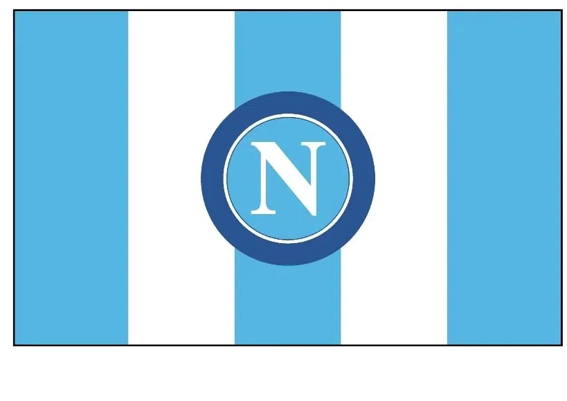 Zeus Party Maxi Bandiera NAPOLI Calcio a Strisce Bianche e Azzurre 250 x 200 cm Formato Gigante con Logo della Squadra