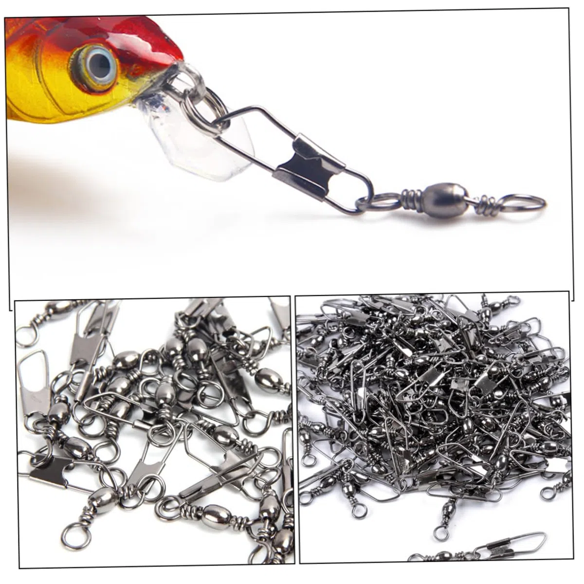 HEMOTON Connettore A Perno per Attrezzatura da Pesca con Anello A Otto Caratteri Girelle per Lenza da Pesca Girelle A Scatto Ganci Girevoli Anelli da Pesca Ganci per La Pesca