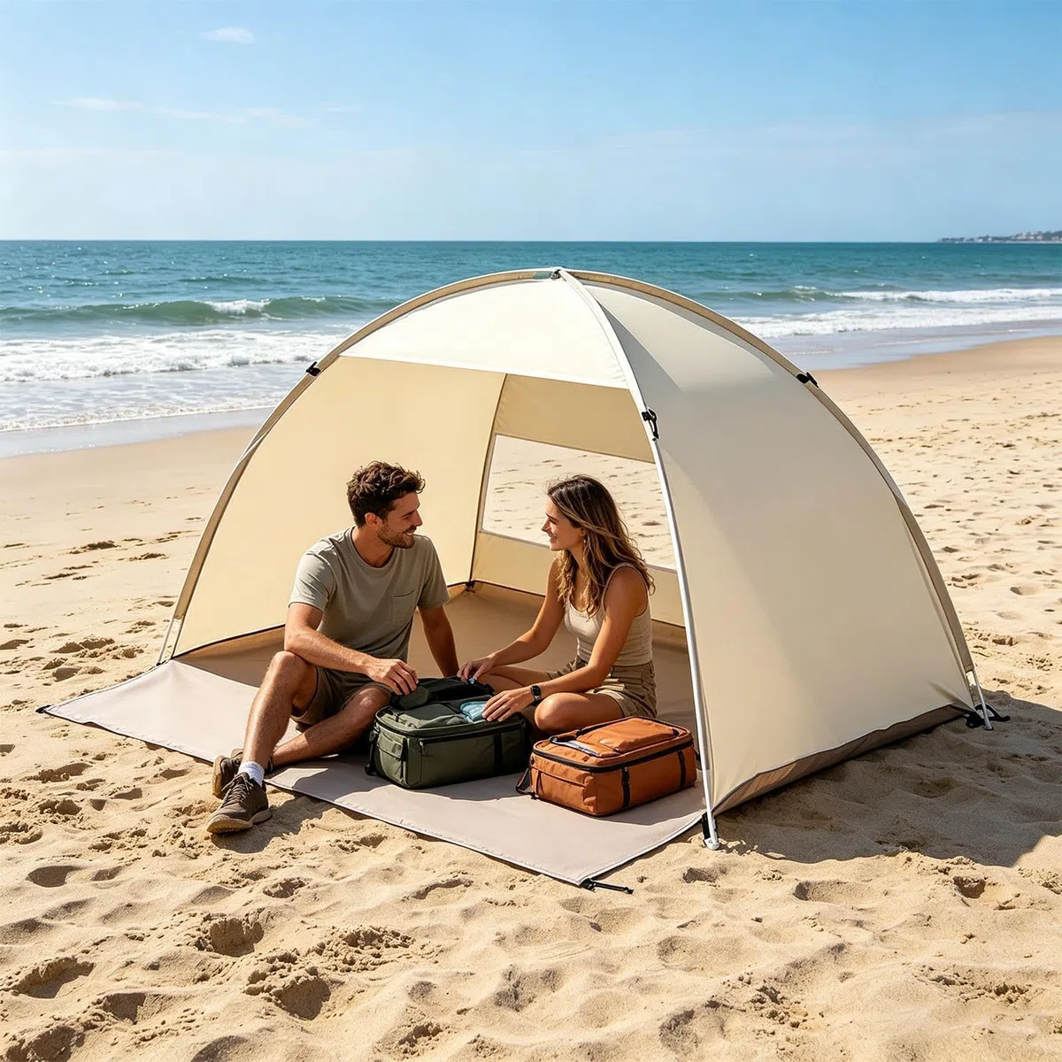 da Spiaggia Solare Portatile con Montaggio Facile | Tenda da Spiaggia per Escursionismo Viaggio Pesca Picnic Famiglia Campeggio Esterno da 3-4 Persone