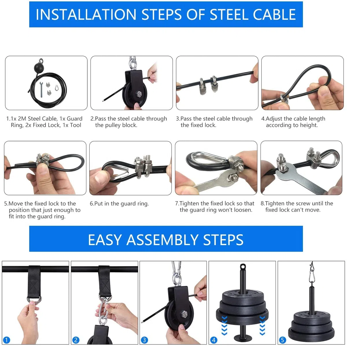 LFJ Carrucola Palestra, Lat Machine Palestra Casa Home Gym Sistema di Puleggia Barra Tricipiti Cavi Pulley Attrezzi per Palestra