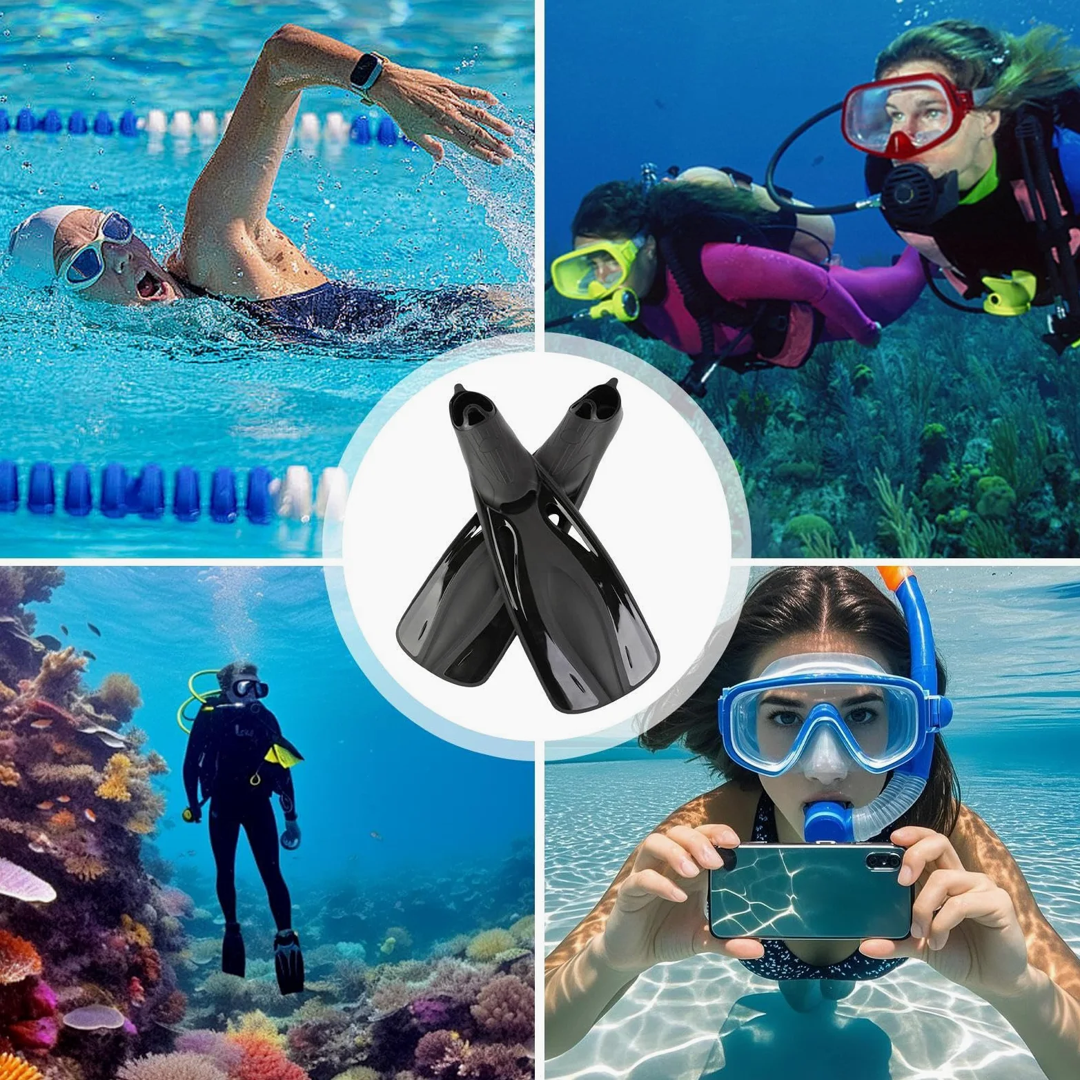 Pinne Da Nuoto Adulti Attrezzatura, Equipaggiamento, Flipper, 1 Paio | Pinne Per Snorkeling E Nuoto Adulti Uomini, Donne, Principianti, Nuoto, Snorkeling, Sport, Allenamento Subacqueo Outdoor
