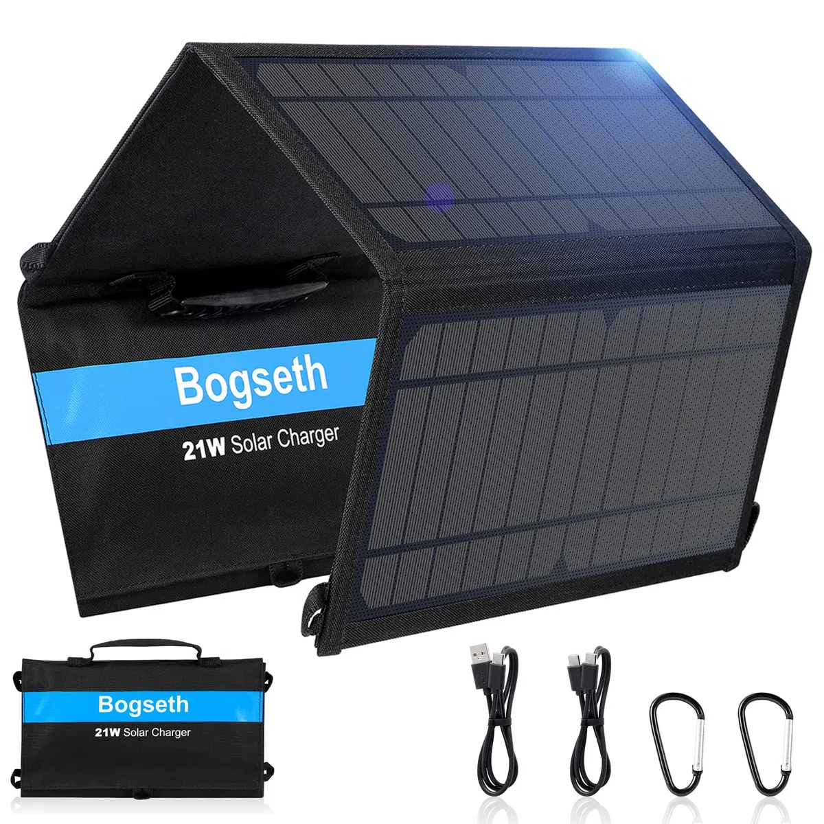 Pannello Solare Portatile 21W Porta Usb (5V/2.5A) Pannello Solare Pieghevole per Smartphone/Ipad/Power Bank ecc.