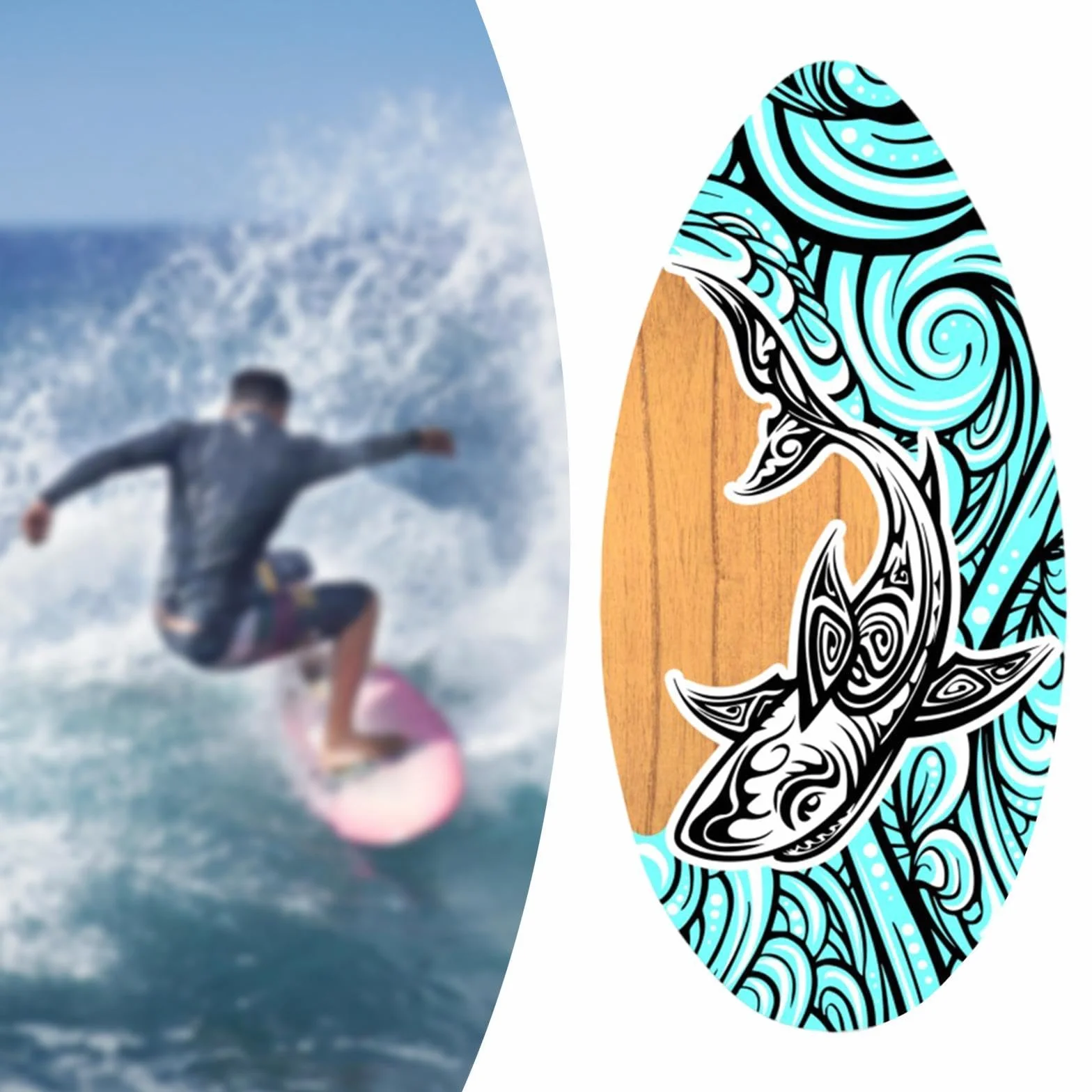 Baoblaze Skimboard Skimboard in Legno Skimboarding 35 Pollici Sport Acquatici Tavola da Surf Spiaggia Sand Board per Ragazzi Ragazze Adolescenti Adulti